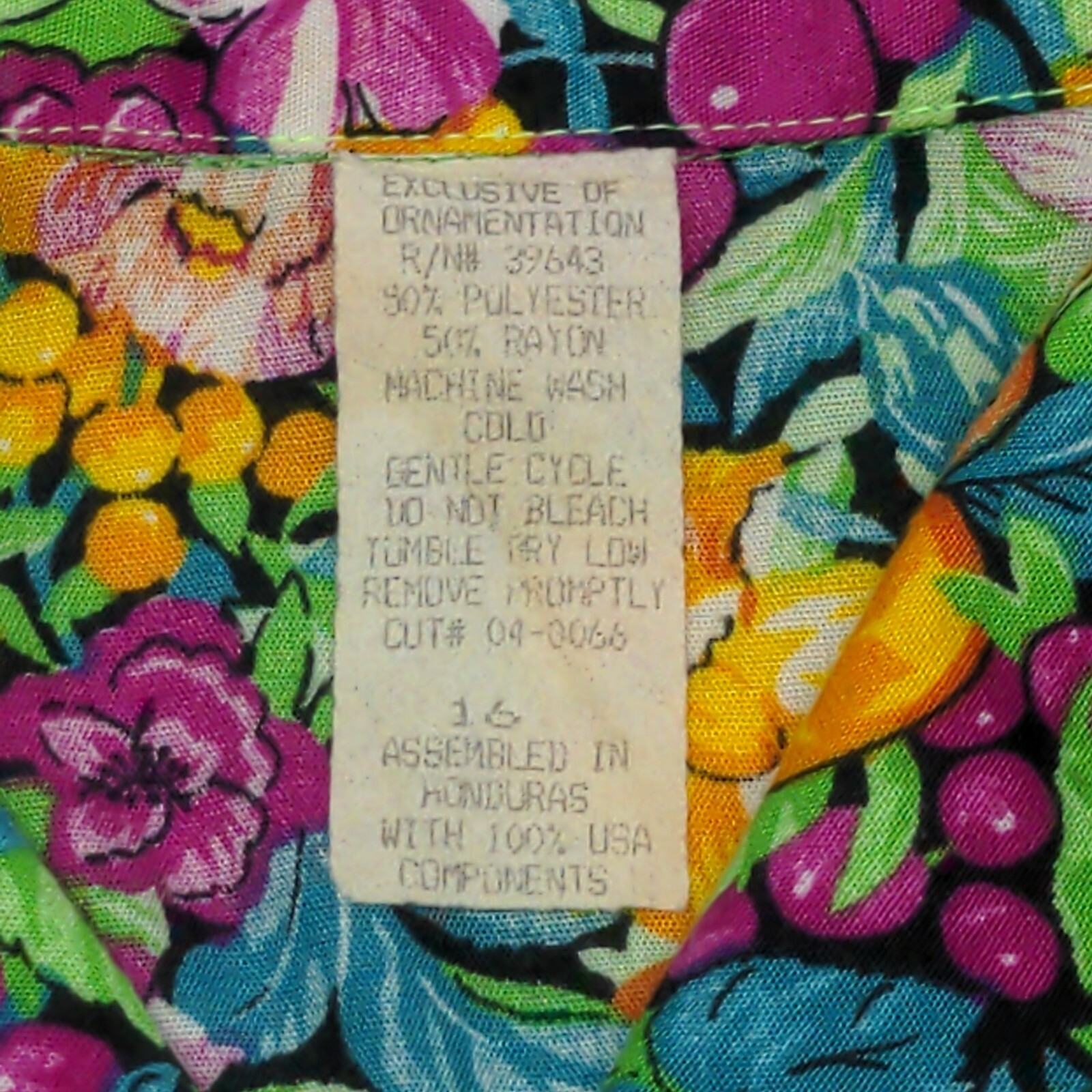 Women’s Vintage Short-sleeve Flowers/Oranges Graphic Print Button Up Shirt Sz 16