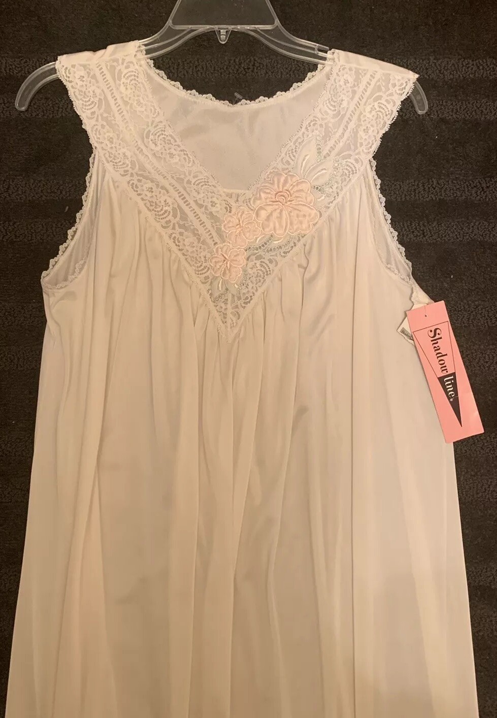 Shadowline Vintage Nylon Ivory Satin Luster Size Medium Sleeveless Long Gown New