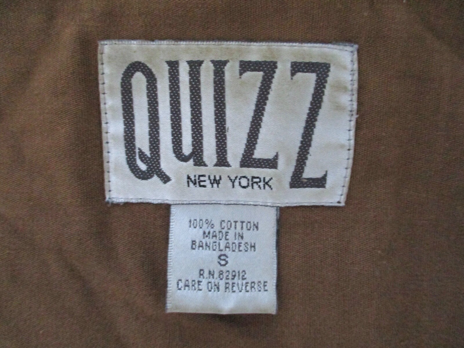Vtg 90s Y2K brown cotton velvet collared zip front jacket chest pockets QUIZZ S