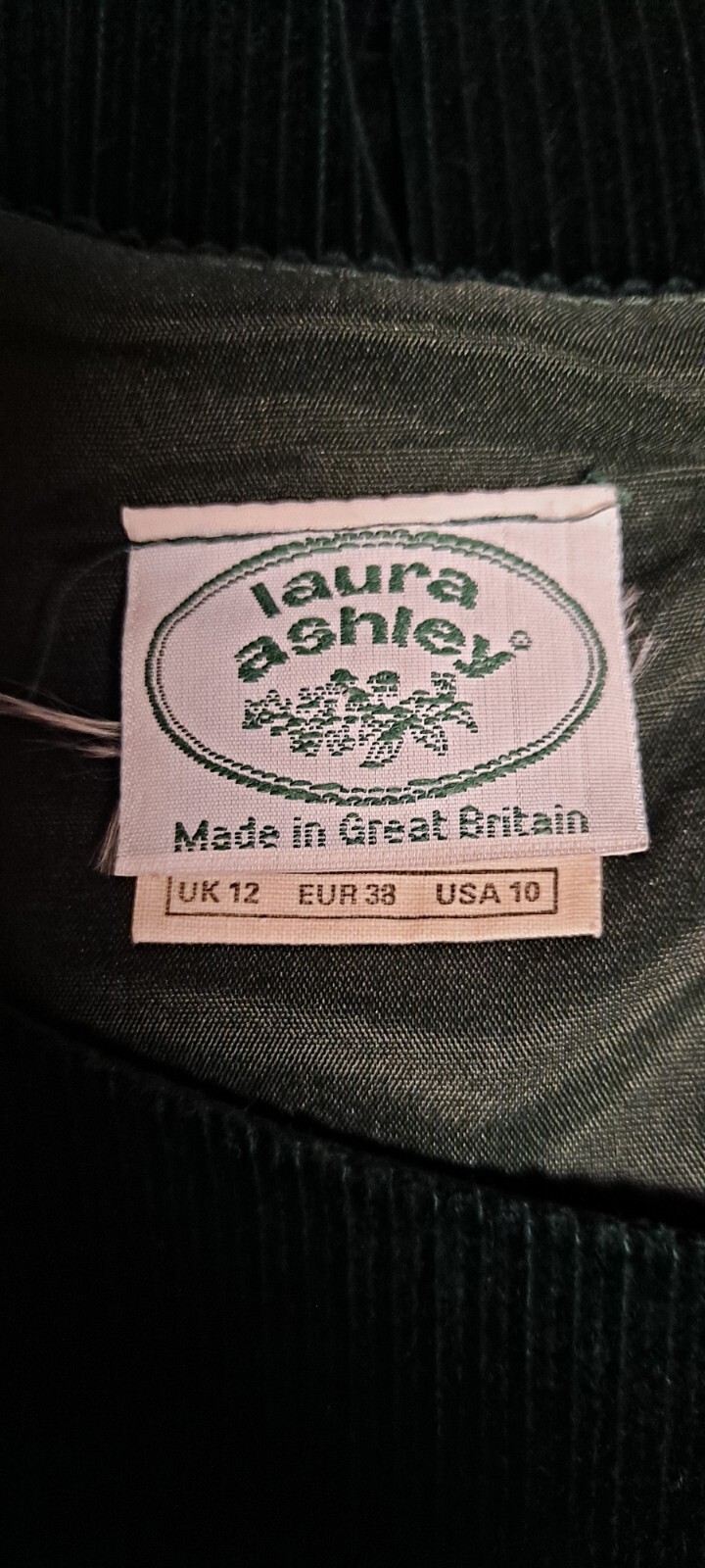 Laura Ashley Vintage Cotton Corduroy Jumper Dress Hunter Green 10 Great Britain