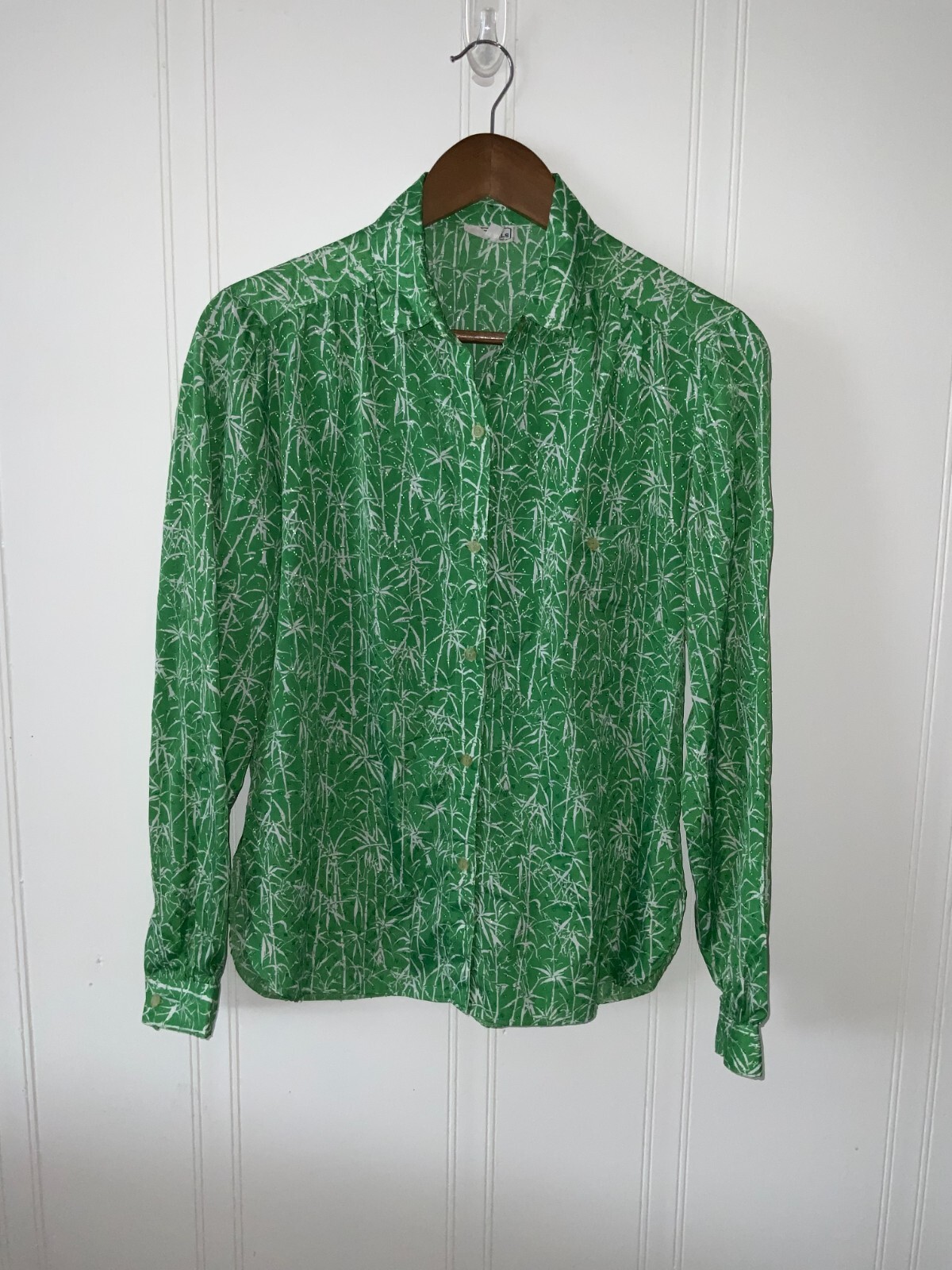 Vintage Campus Casual Blouse Size M Green Long Sleeve