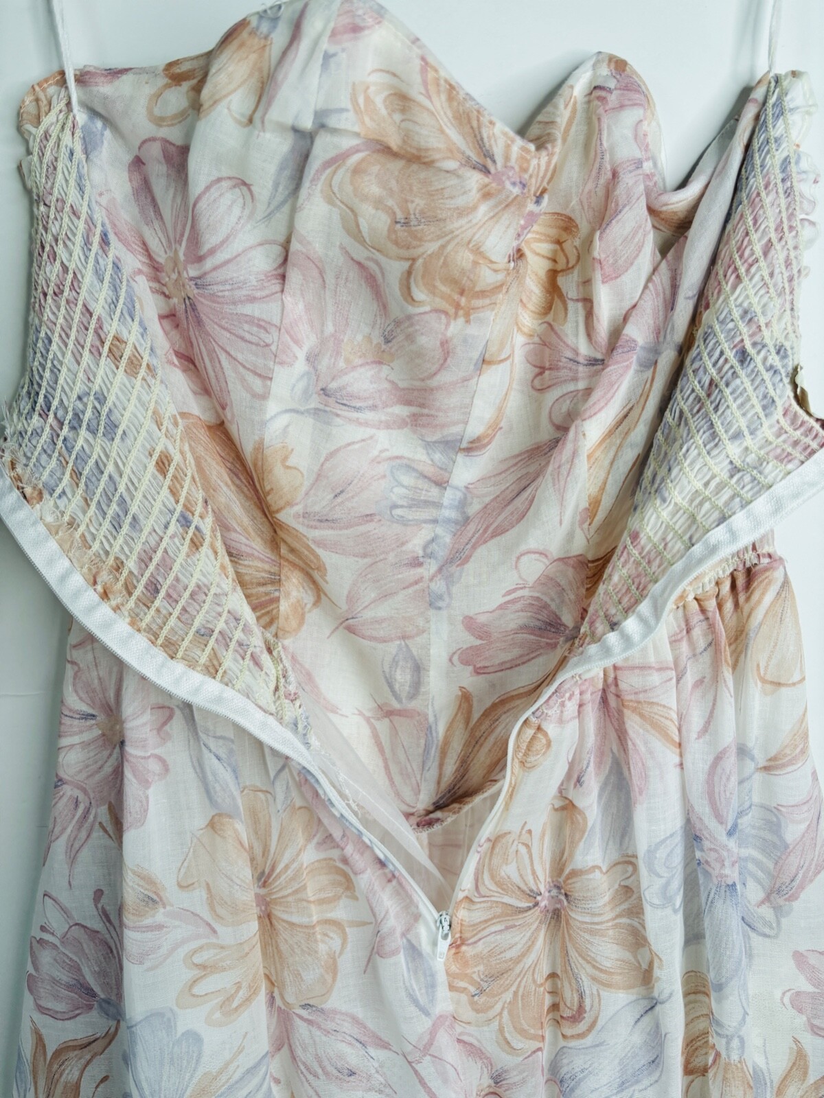 VTG 80’S FLORAL PRINT PASTEL SWEETHEART NECKLINE PRAIRIE COTTAGECORE DRESS*S
