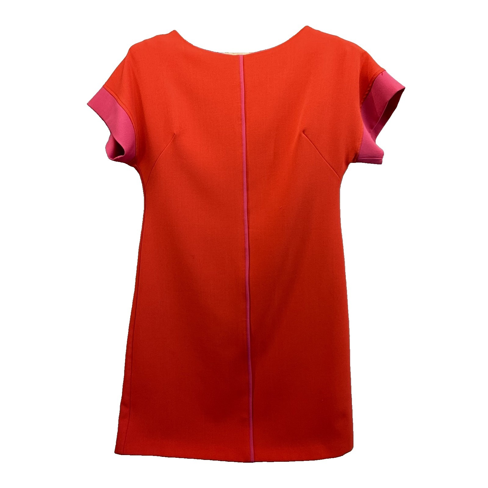 VTG J Taylor Colorblock Dress Red Pink Shift Mod Career Cocktail Party Medium M