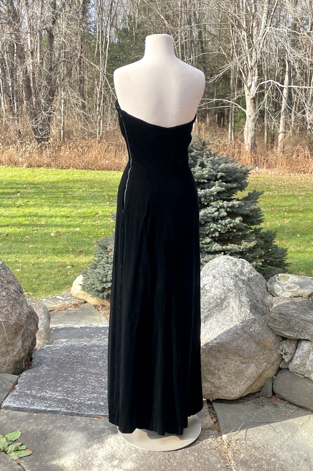 SALE Vintage Adele Simpson Glamorous Black Velvet Strapless Evening Gown