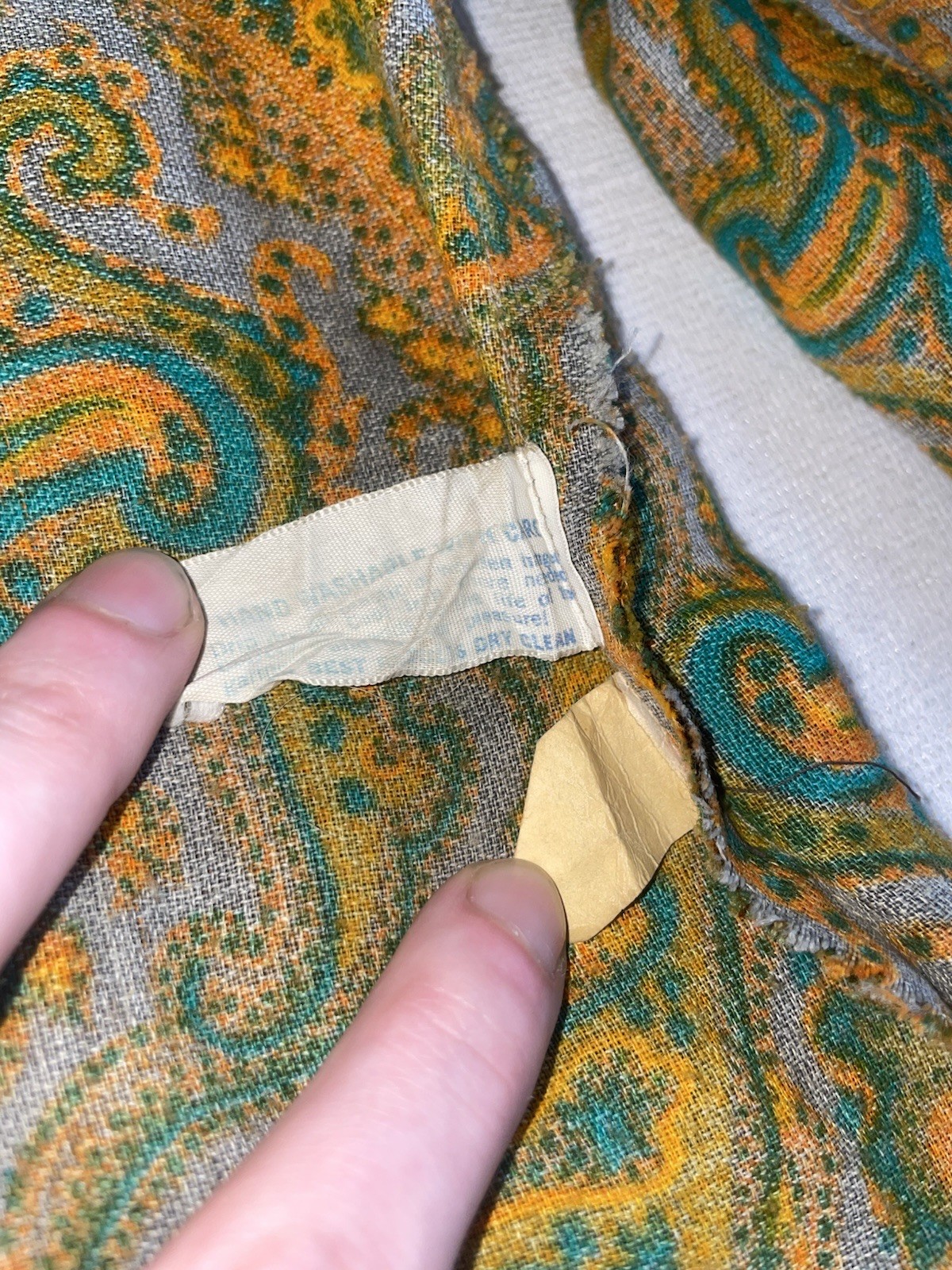 VINTAGE 50s 60s Collar Button Shirt Rockabilly Paisley Hippy Boho S Psychedelic