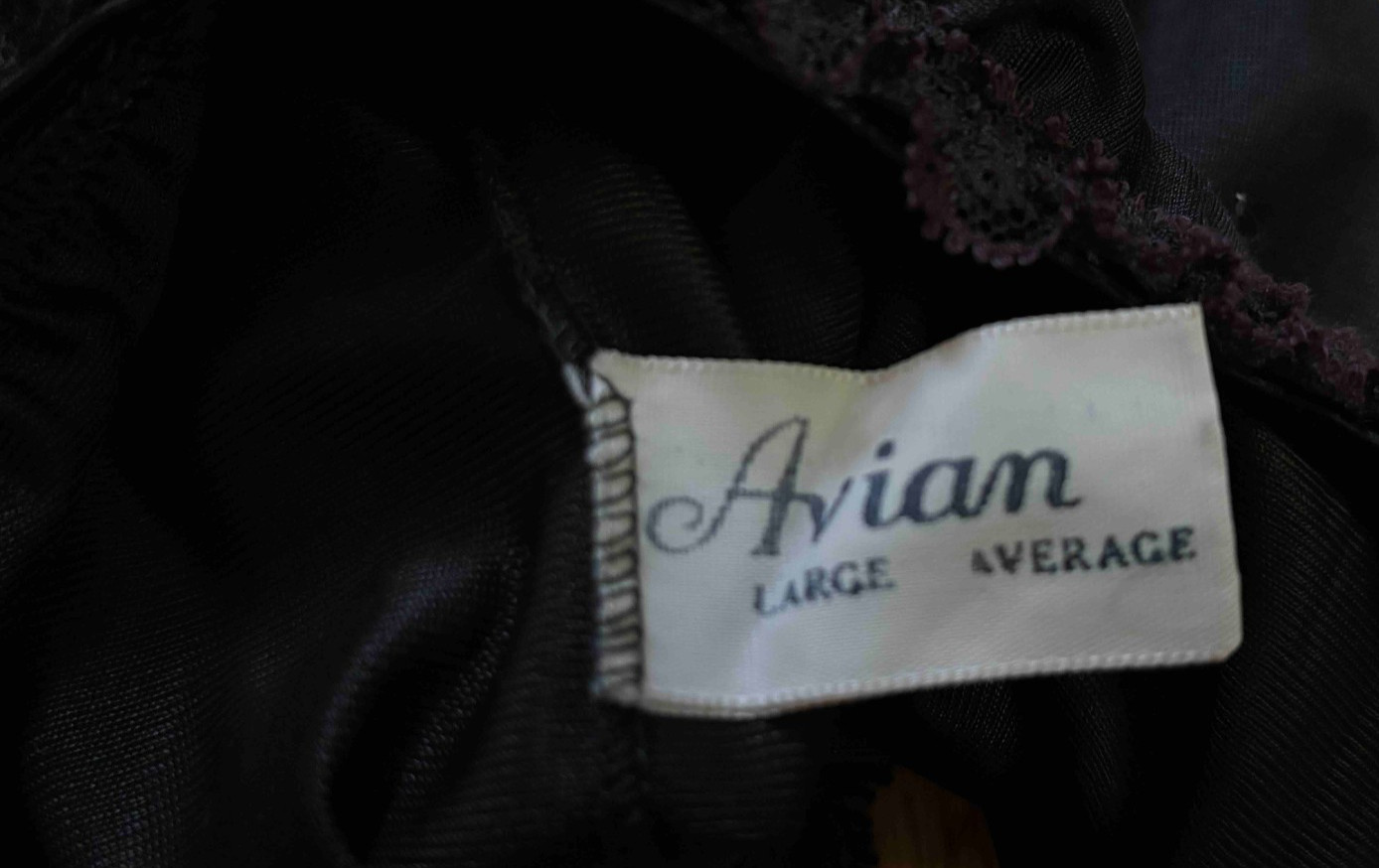 Vintage Black Nylon Half Slip Avian Large ILGWU USA Lace Trim Goth Cottage