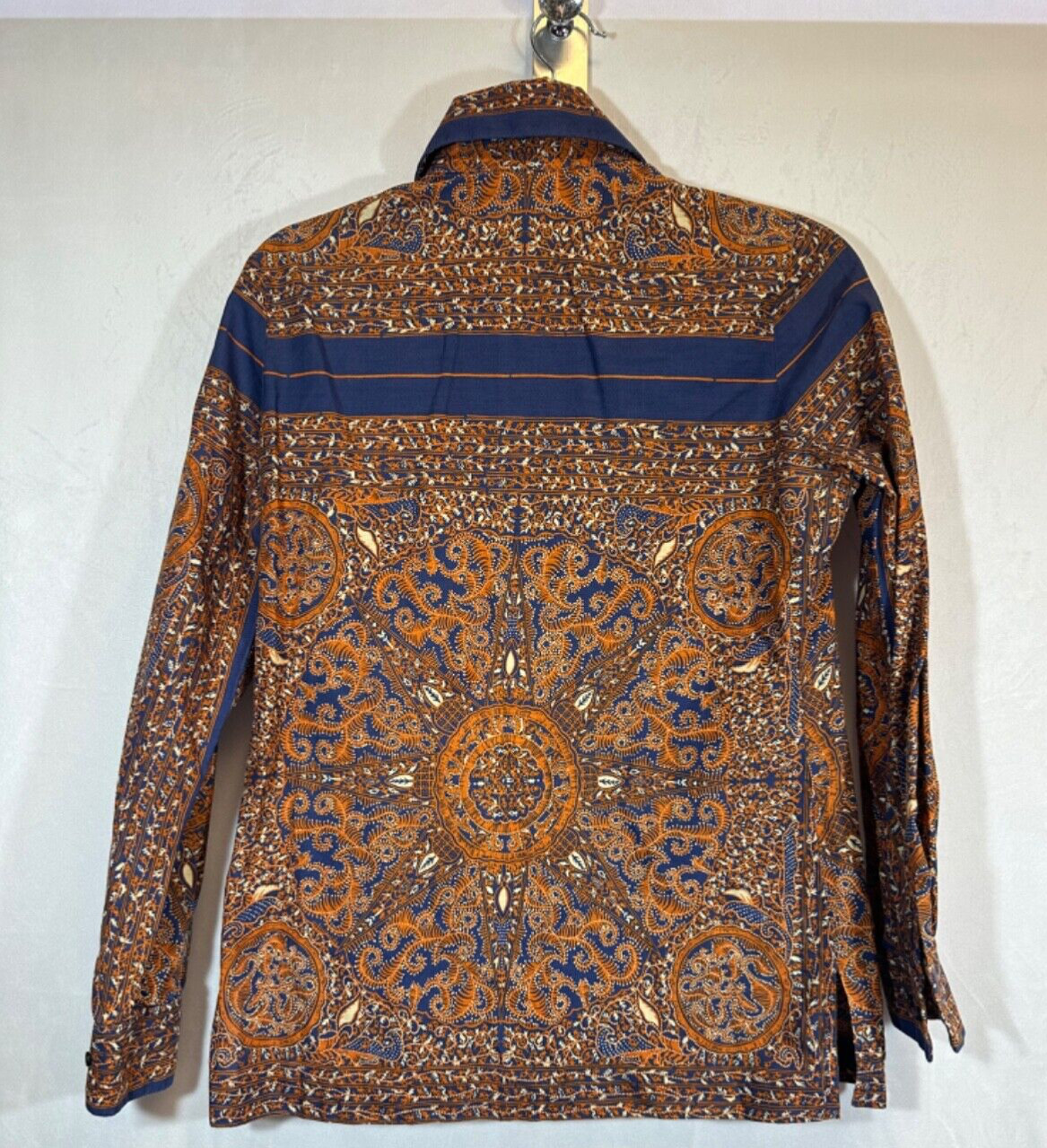 Vintage 1970s Womens Neusteters Retro Disco Collar Psychedelic Blouse Sz 10 C2