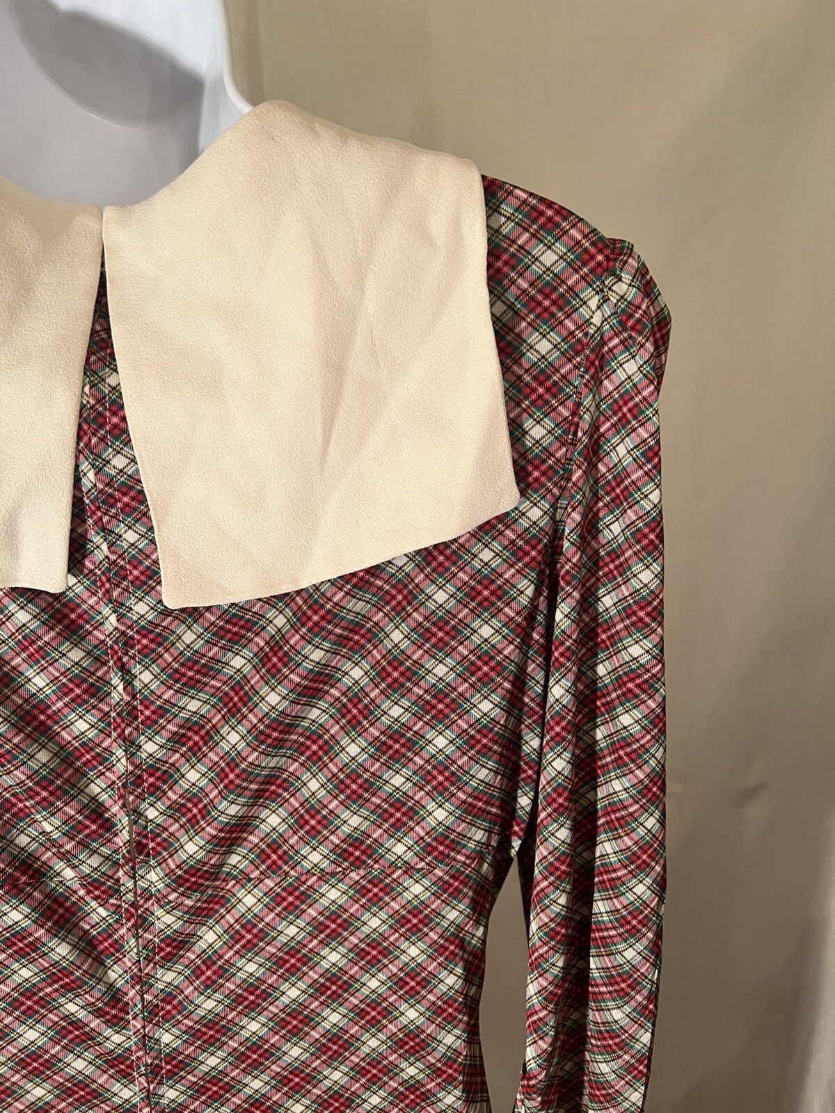 VTG 70s Corky & Craig Tartan Plaid Maxi Dress Westwood Vibes! Filigree Key Hole
