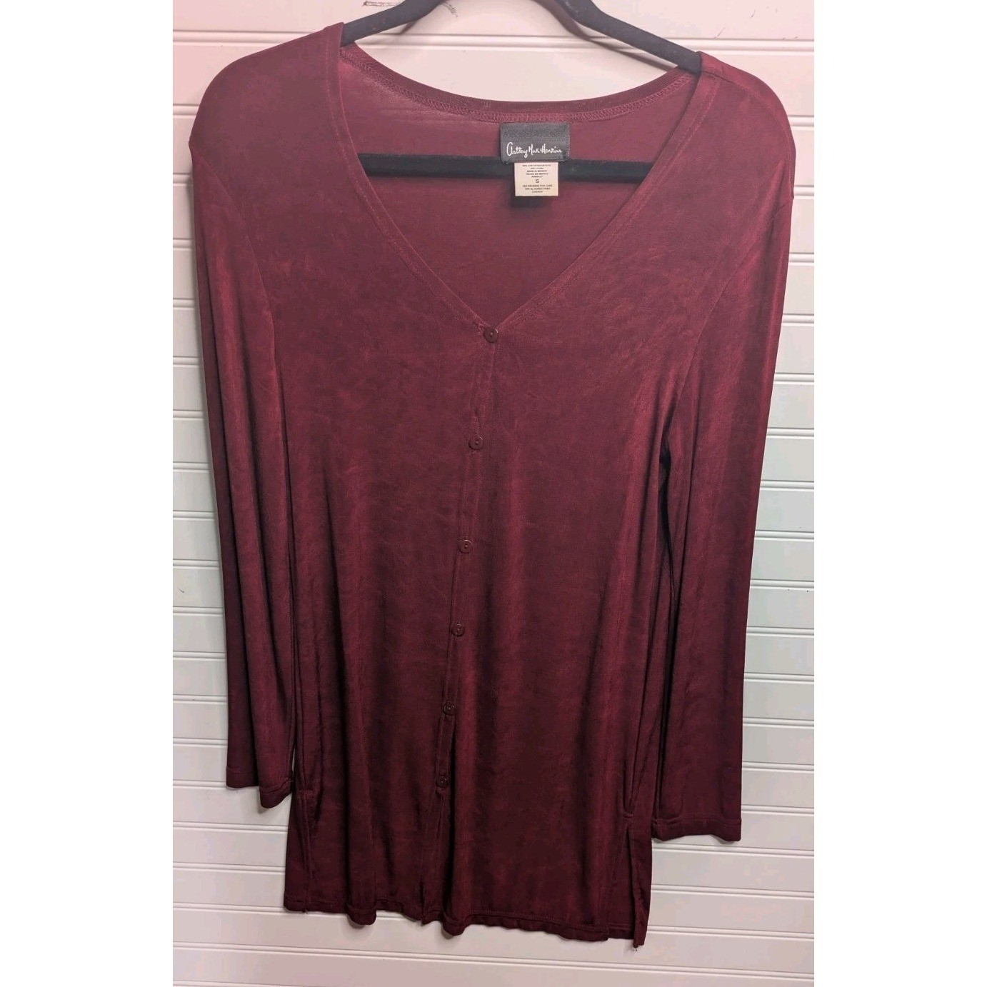 Anthony Mark Hankins Womens Dress Small Maroon Slinky Semi Sheer Sexy Vintage 90