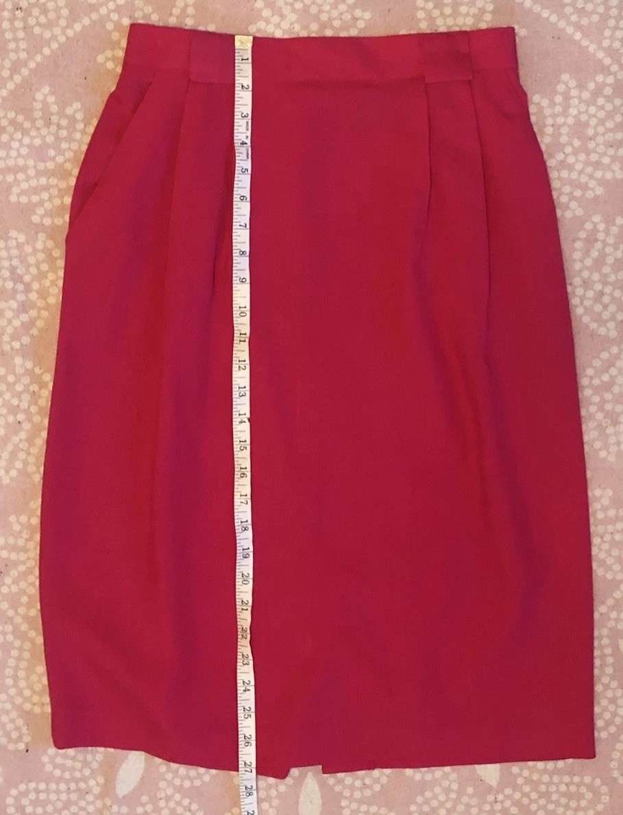 Vtg Requirements Sz 12 Hot Pink Fuchsia Midi Aline Skirt Retro Pleated Pockets