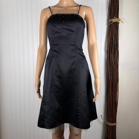 Vintage JUMP Apparel black satin slip dress