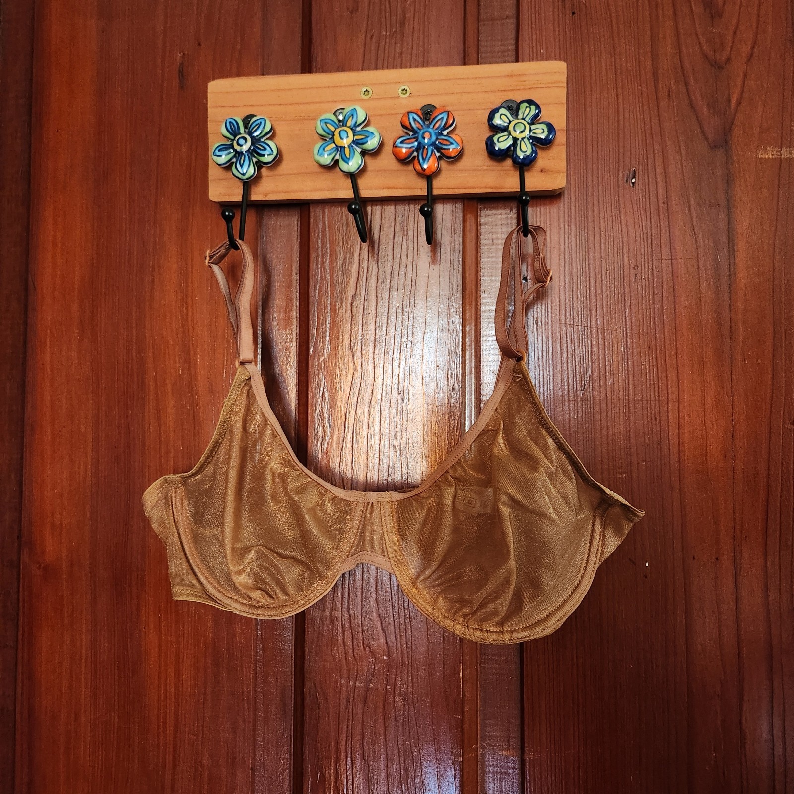 Vintage Natori II Hidden Glamour Sheer Brown Underwire Bra 36
