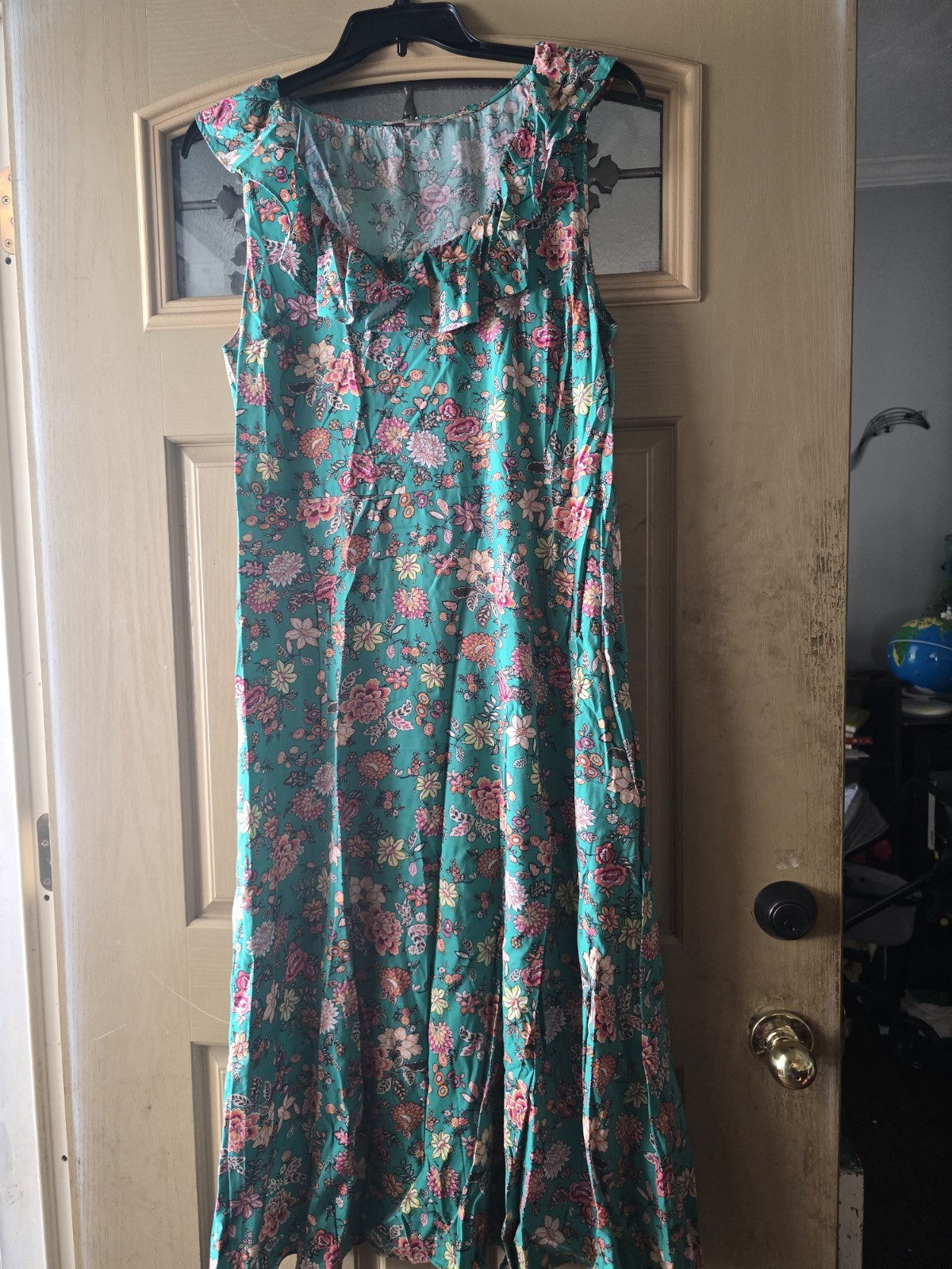 LOFT Women’s Green Floral Sleeveless Dress, Regular Size 16