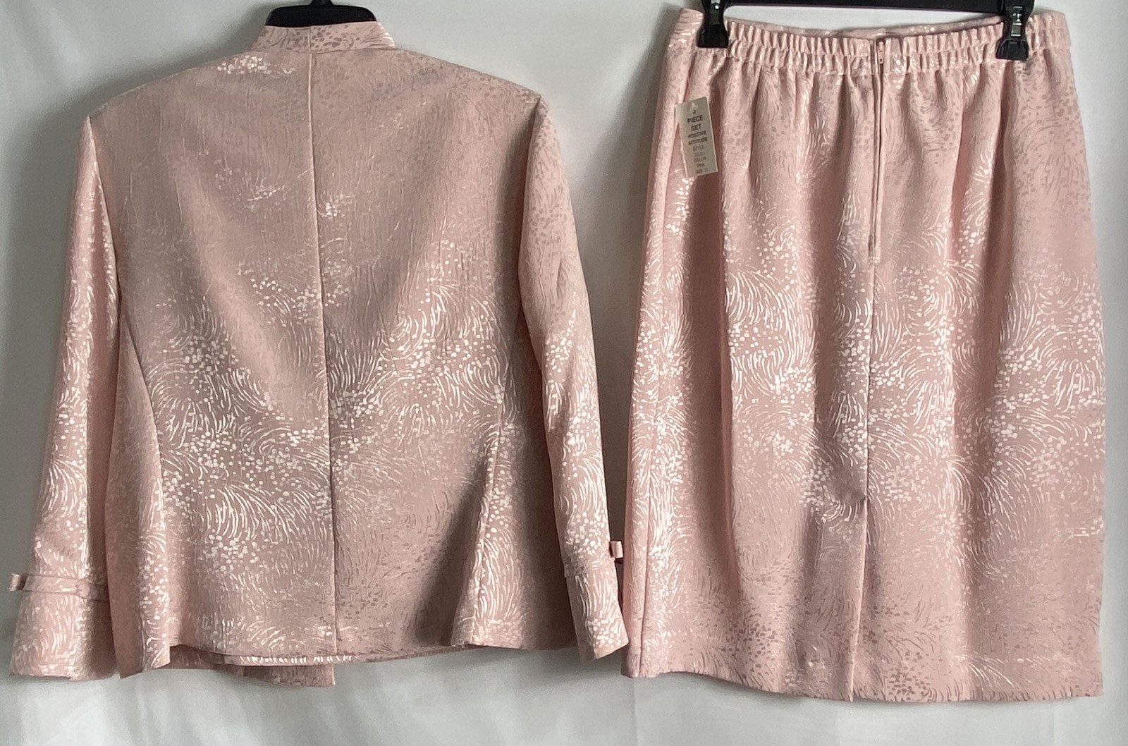 Positive Attitude Women’s Vintage 90s 3 Piece Pink Jacquard Suit Set Sz 12