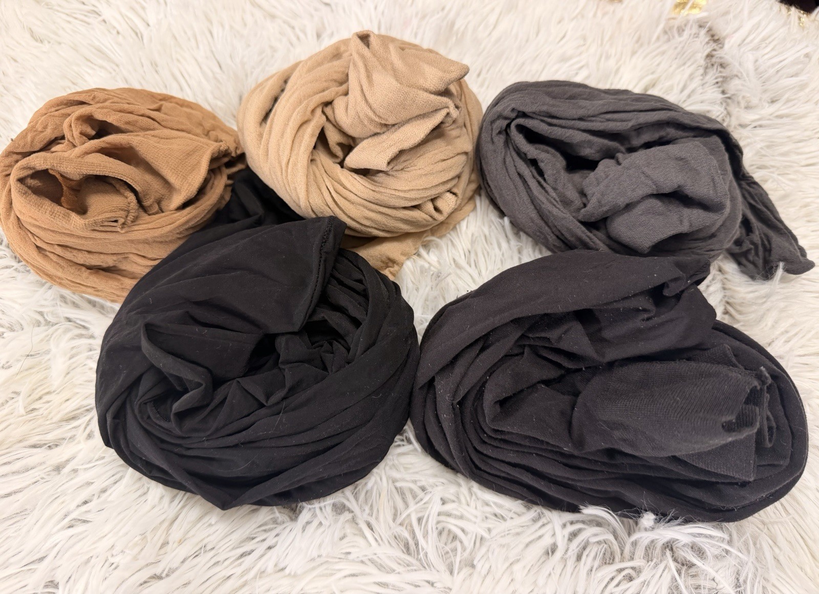 LOT PANTYHOSE Vintage 5 Pair Nude Flesh Black Gray Hosiery Craft Wear Used