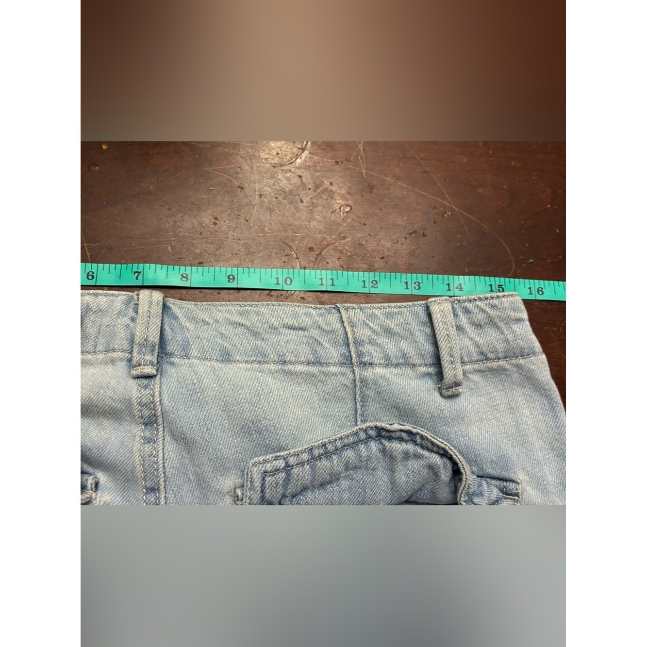 Risen jeans cinched ankles blue white washed jeans old school pockets 9/29 rare