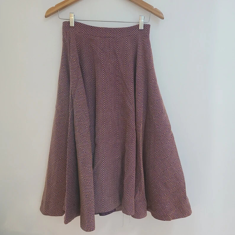 Vintage Women’s Erzumah Ackerson Skirt Purple Orange UK 8 US 4 Geometric Zipper