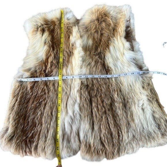 VTG Golden Fox Fur Vest Fluffy Soft Satin Lined Made in Hong Kong Medium NICE