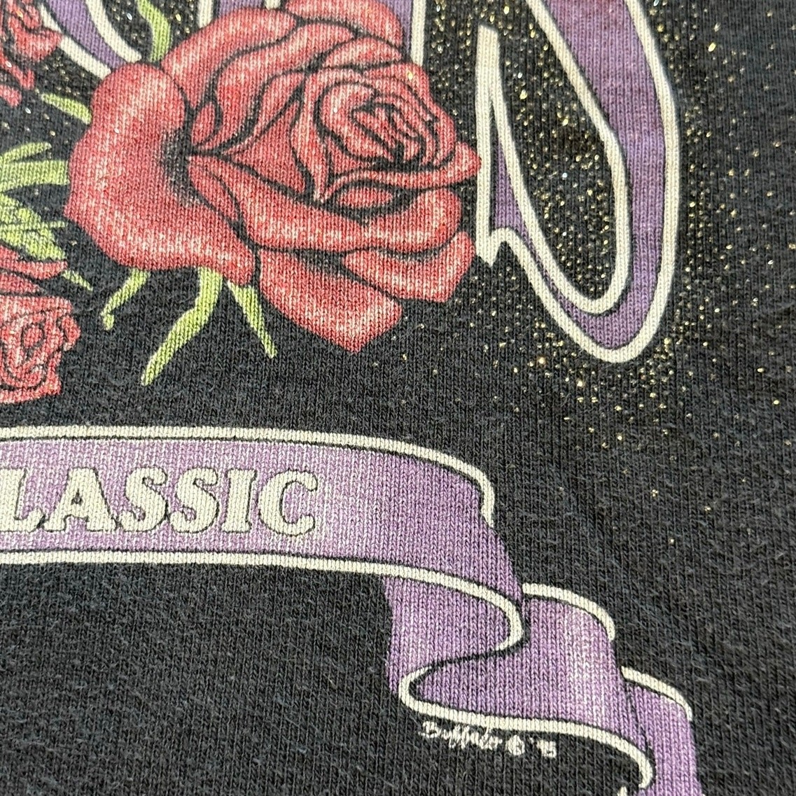 Vintage 1995 Buffalo Sturgis Roses Motorcycle Cropped Tank Top Lace Trim Size M