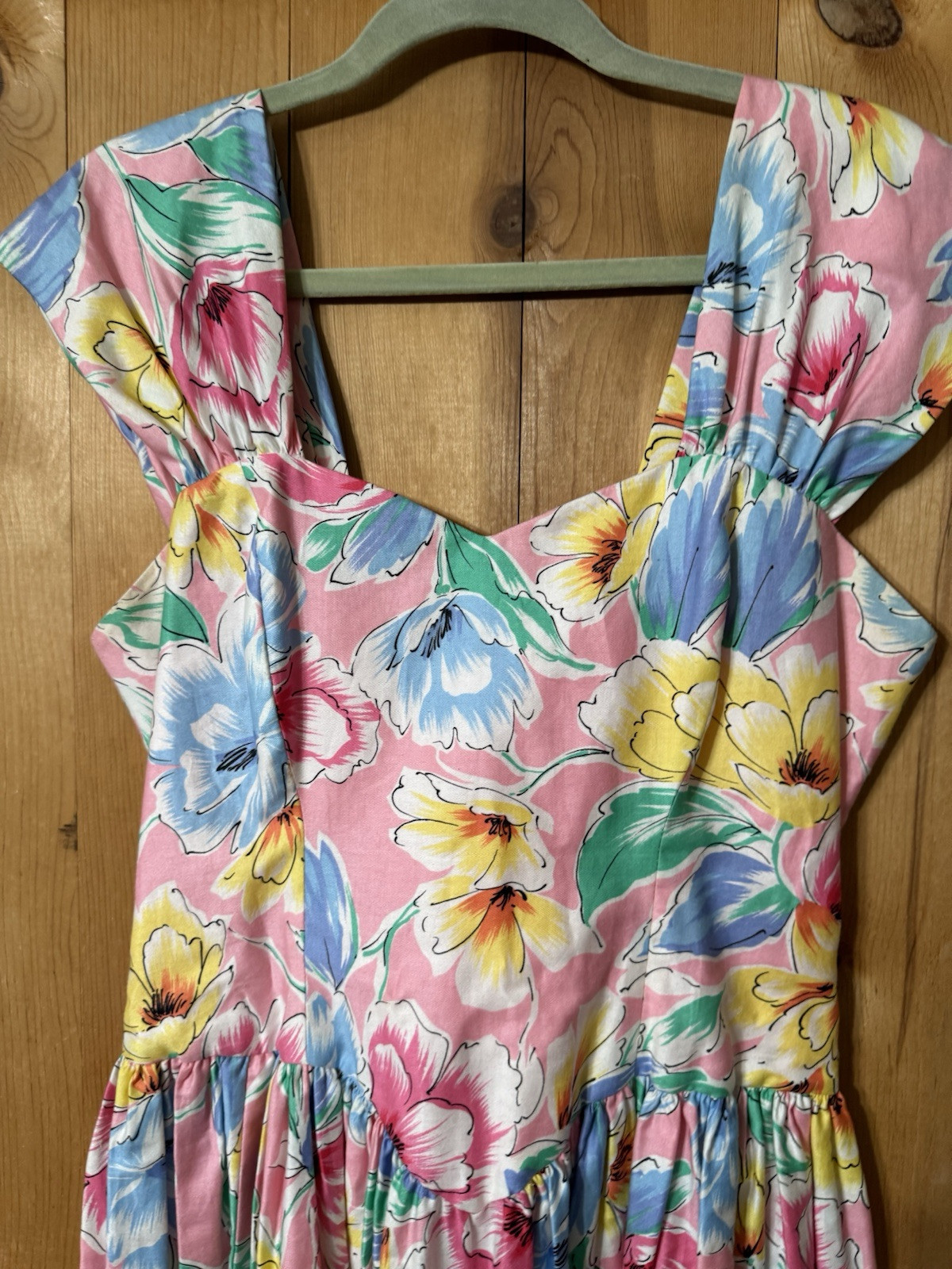 VTG Women’s Floral Midi Dress XS/S Bust 33” (flaws) Easter & Summer/Spring
