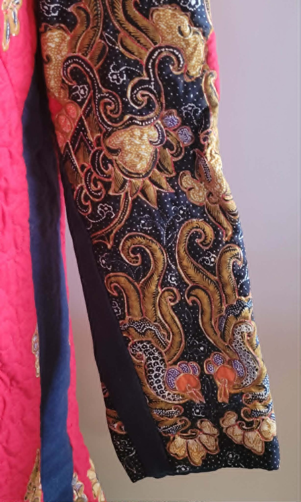 Vintage 1980s Asian Quilted Jacket Coat Pink Floral Penang Malaysia AU 12-14