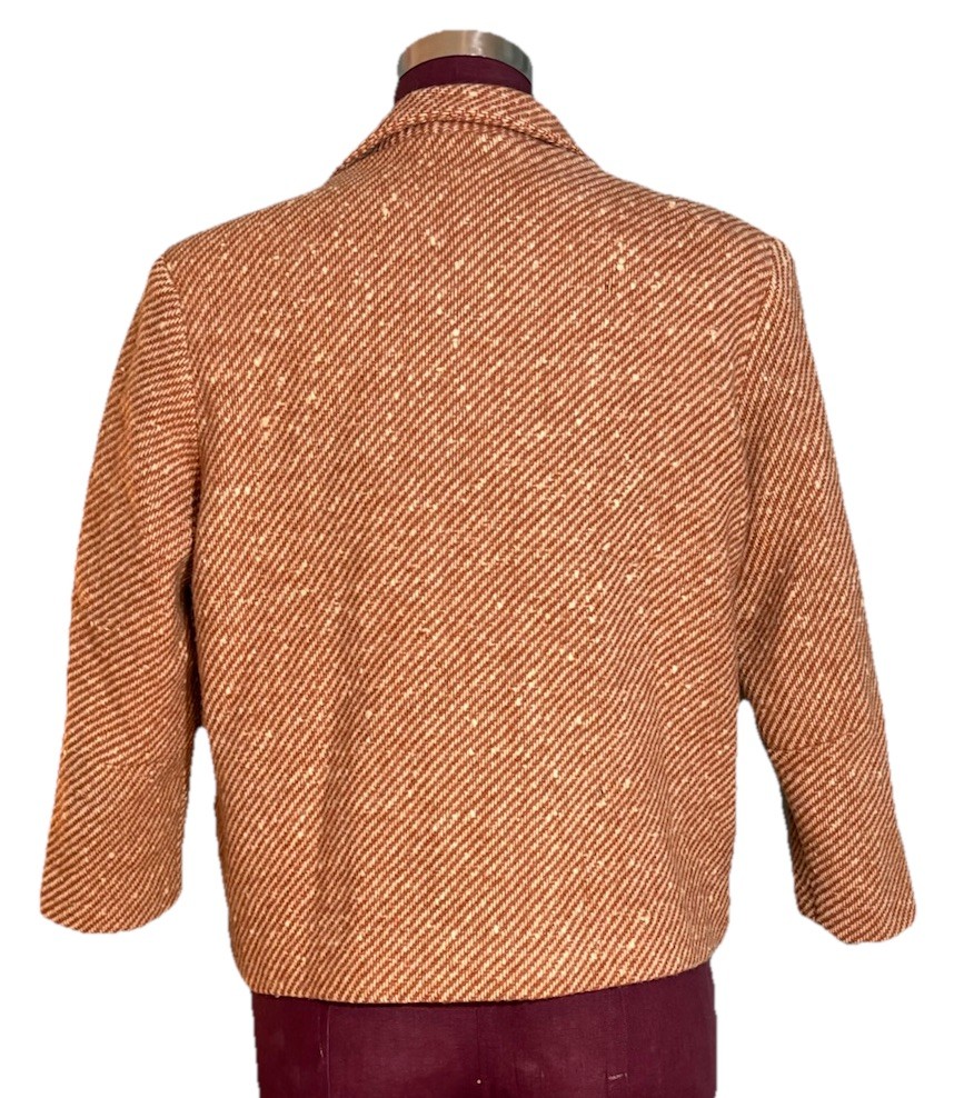 70s MISS PAT Orange/brown 3/4 Length Wool Tweed Boxy Blazer Jacket- Women’s M/L