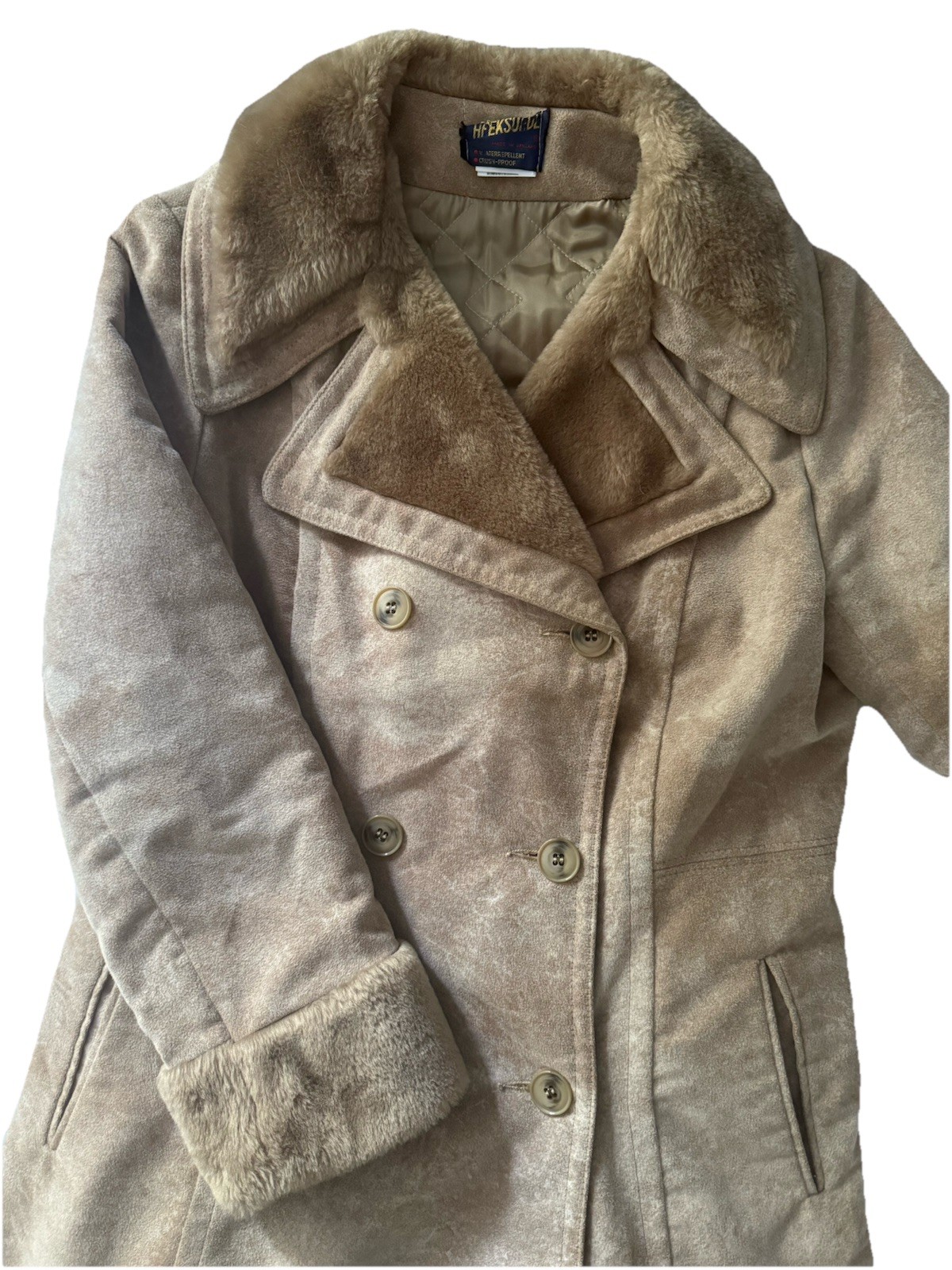 Vintage Suede Leather Duster – Fur Collar & Cuffs. Made In Holland