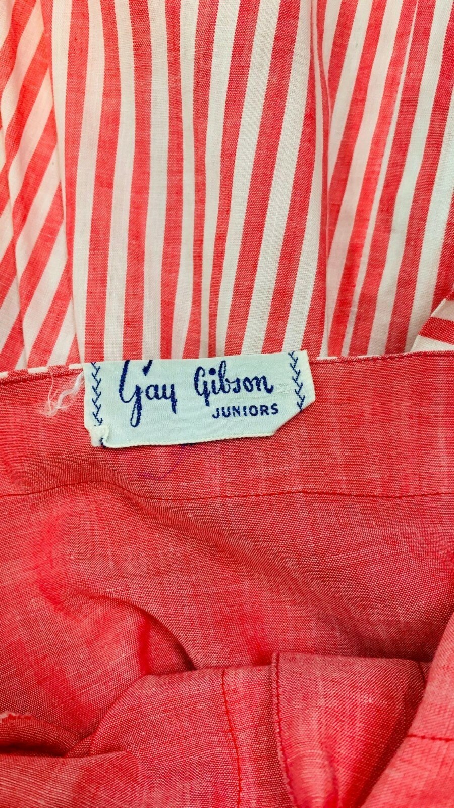 Vintage 50s Striped Dress Womens XS Coral Sweetheart Sundress Gay Gibson Juniors