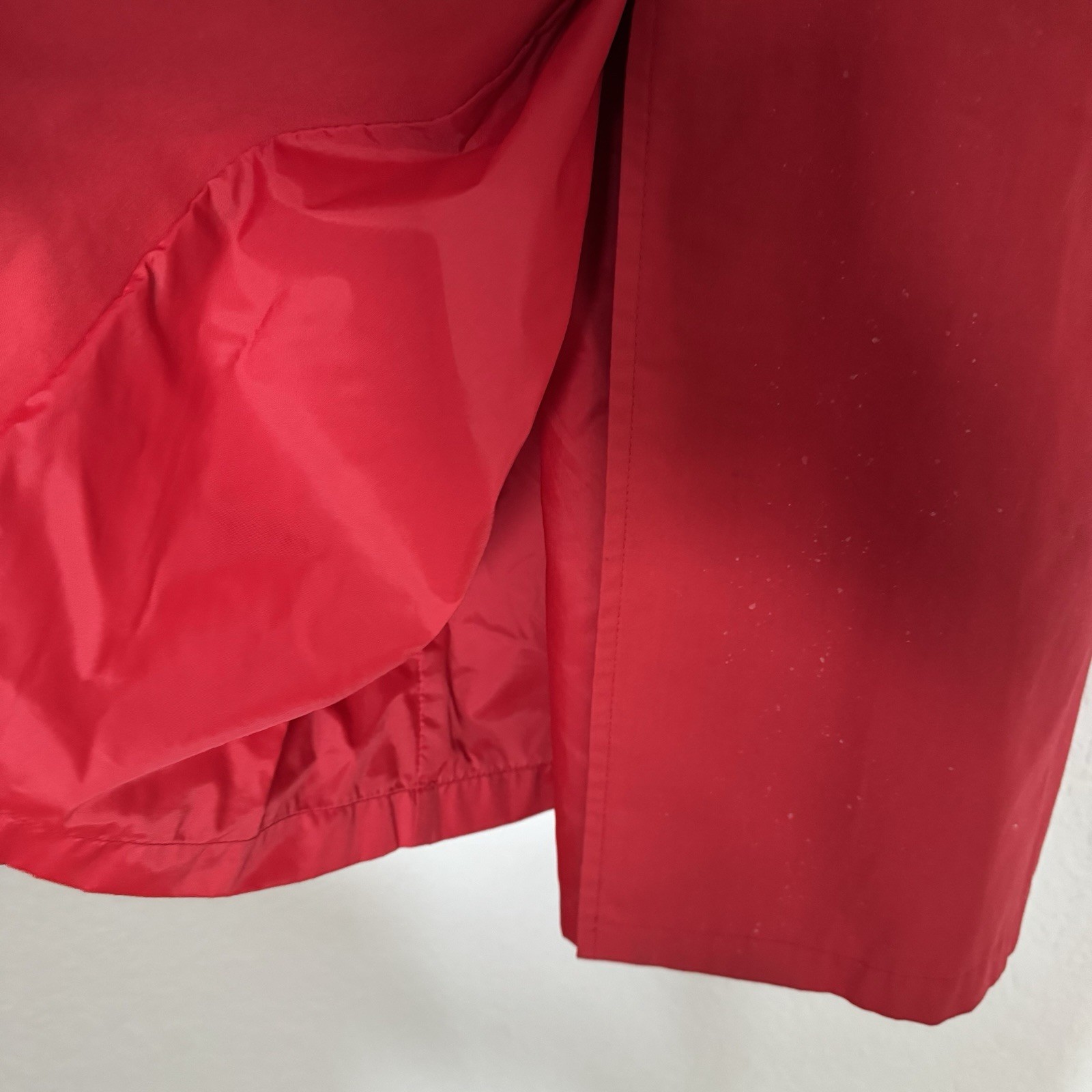 VTG London Fog Maincoats Trench Coat Rain Jacket Womens 12 Pet Red Lined Hooded