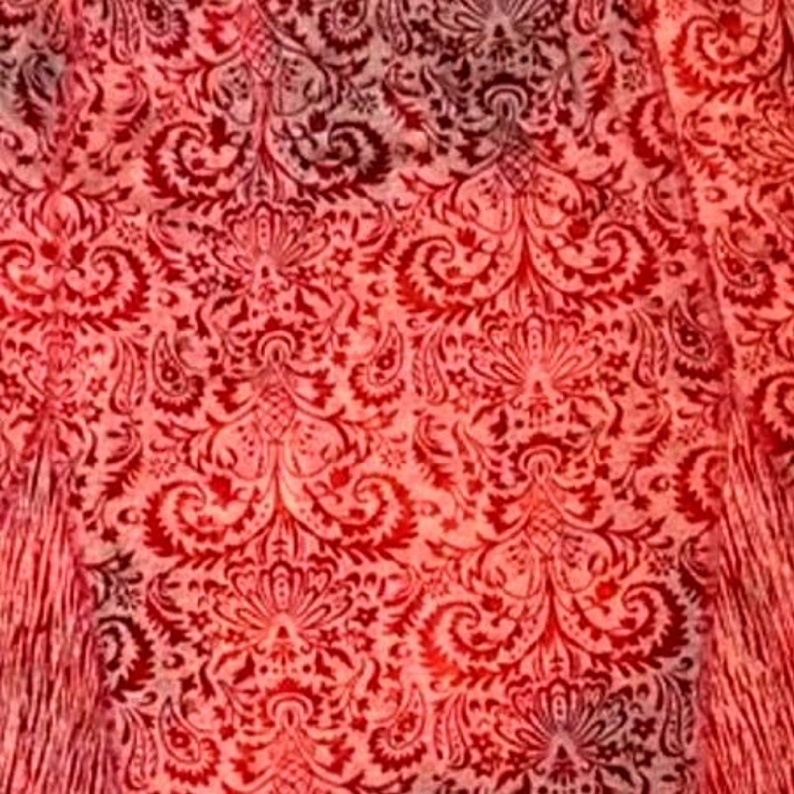 Vtg 90s Tribal Women XL Damask Paisley Midi Skirt Godet Maroon Red Bulgaria Knit