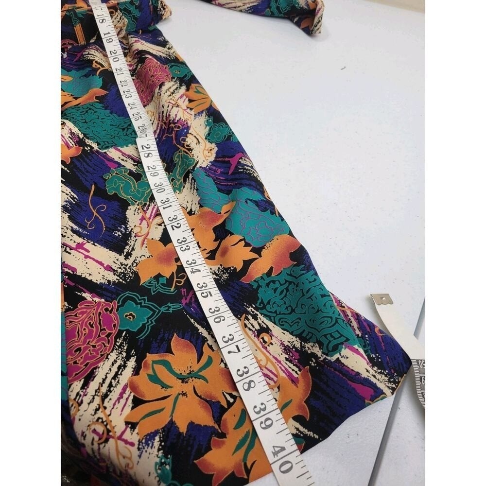 VTG NOS EJM 80s Abstract Floral Scarf Belted Dress Multicolor sz 6 Petite