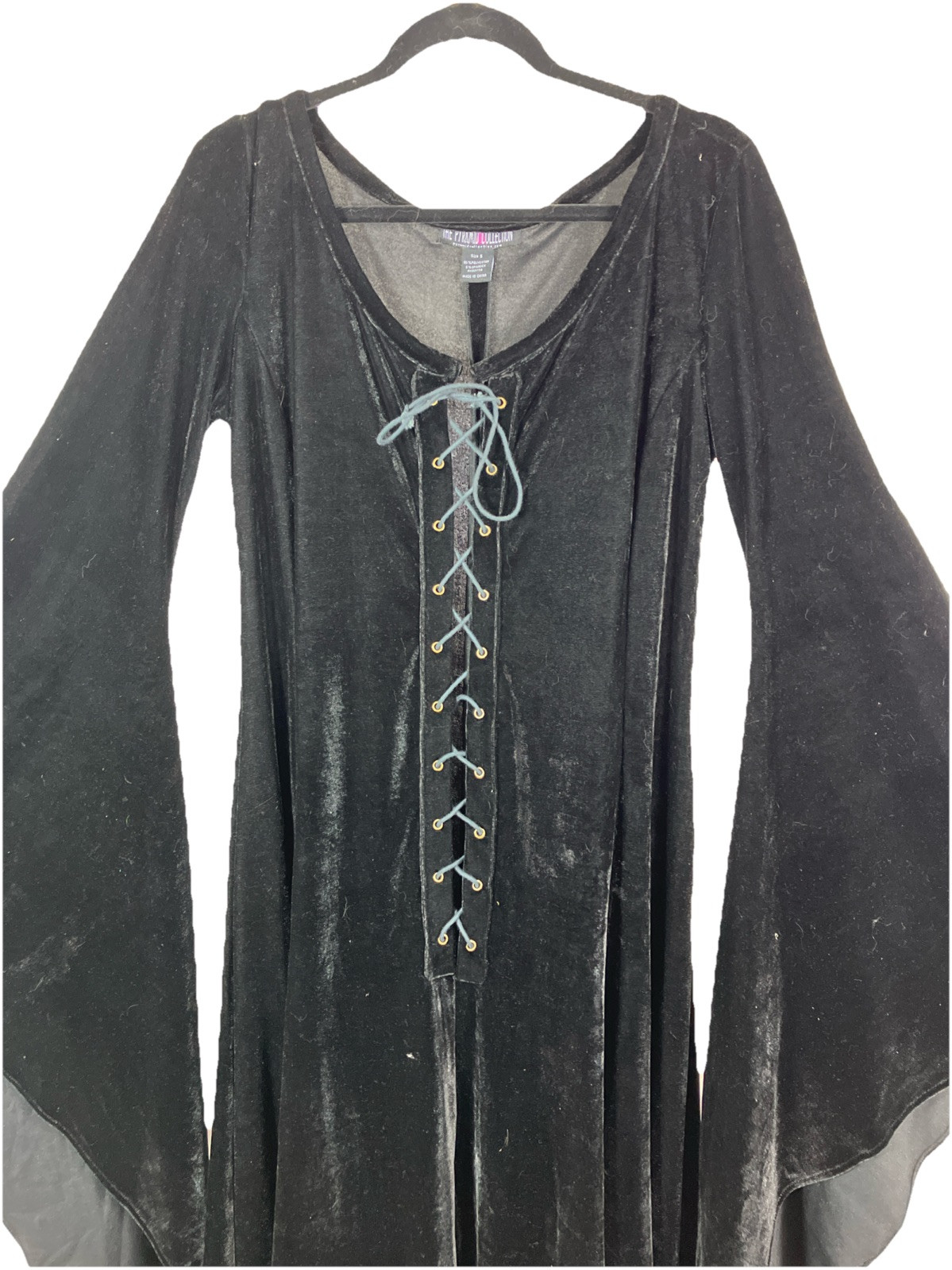 Vintage pyramid collection witchy corset wide sleeve goth dress stretch velvet