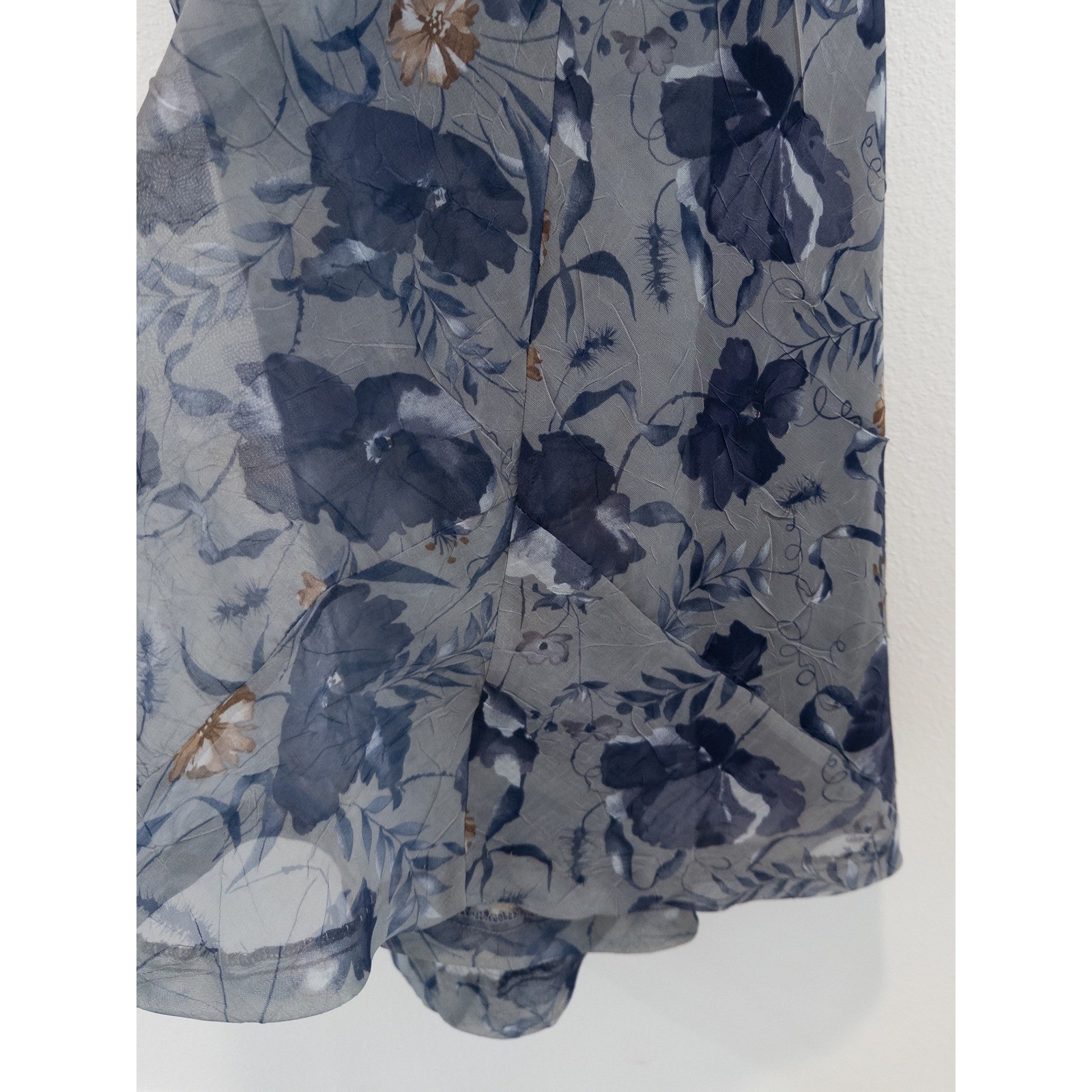 Vintage 90s Tracy Richards Dress Womens 18WP Gray Floral Chiffon Garden Party
