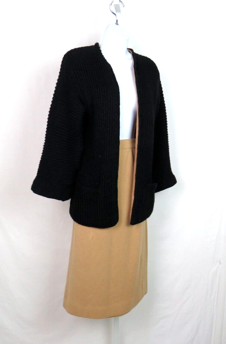 GUCCI BLACK SWEATER & TAN SKIRT VTG 1970s GENUINE CASHMERE SIZE 4 US 40 ITALY
