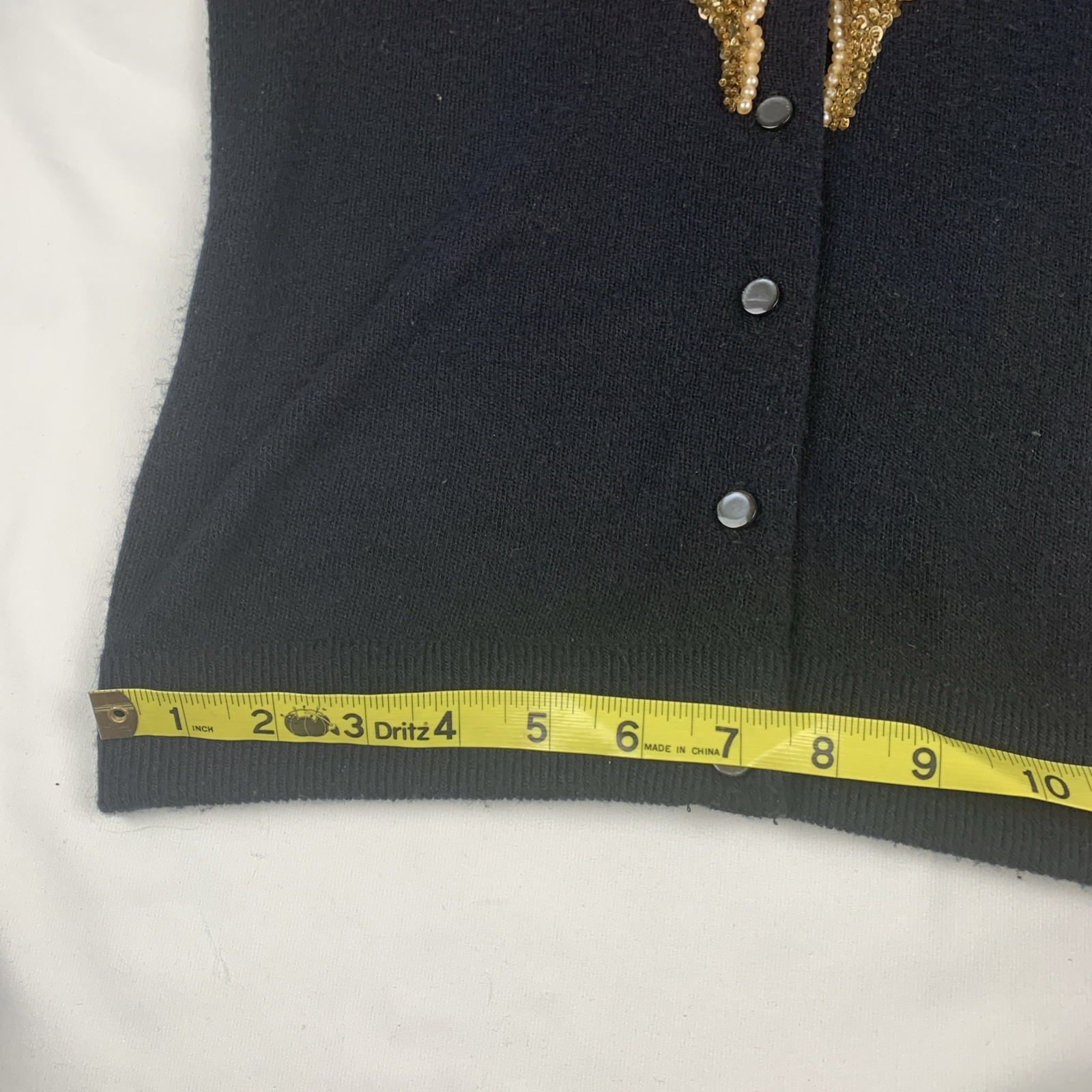1960’s Orlon Turbo By Spuncraft Inc Black Sweater Gold Sequins, Small Sparkly