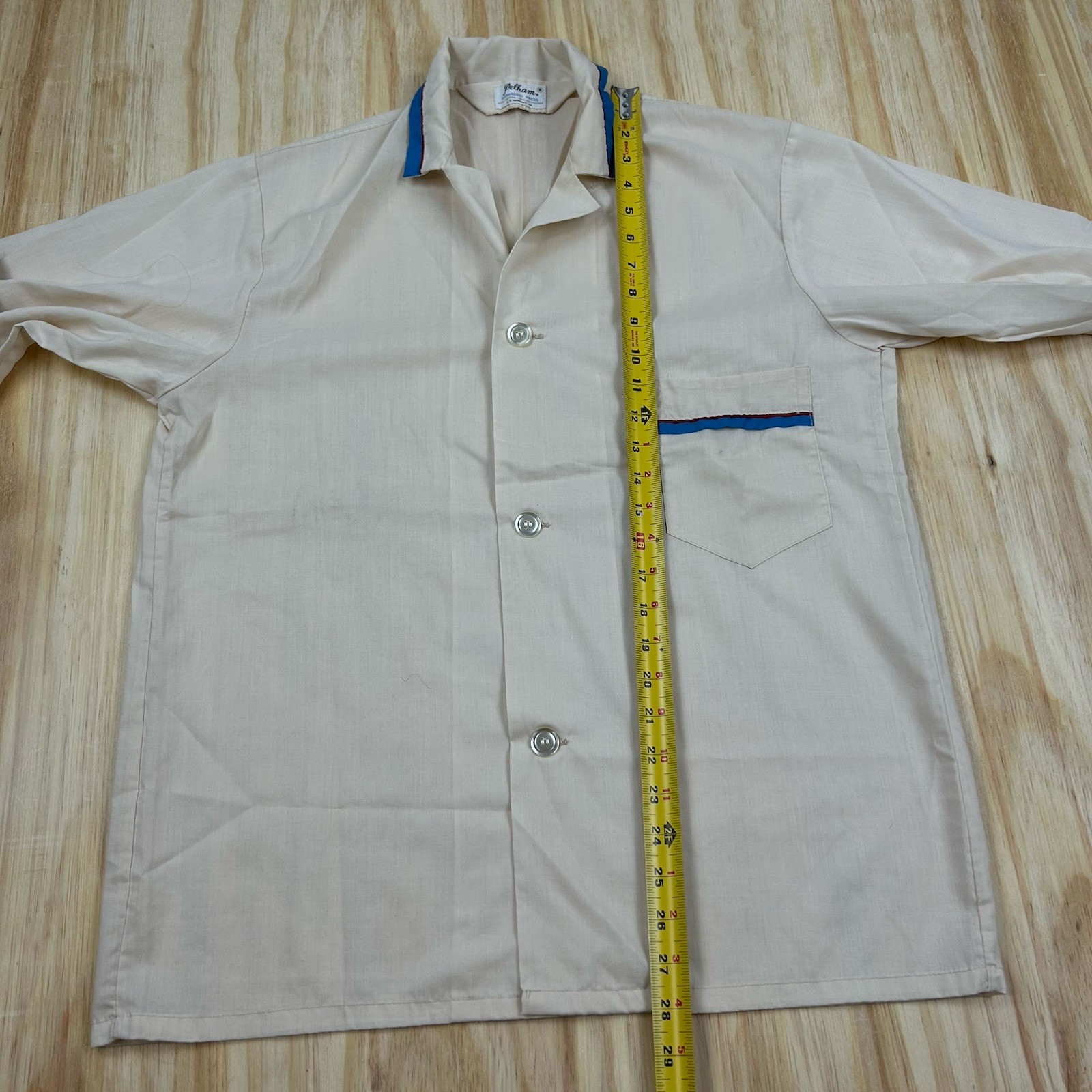 True Vintage Pelham Women’s Shirt Blouse 70s Retro Collar Trim Multicolor USA B