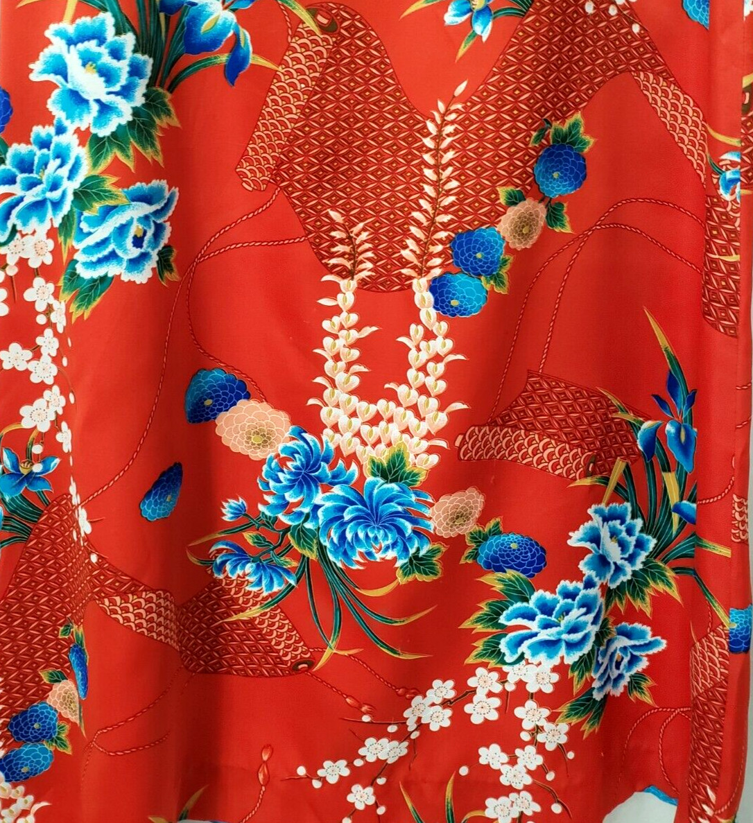 Hilo Hattie Hawaiian Dress 6 Maxi Asian Mandarin Collar Floral Red Vintage 70s