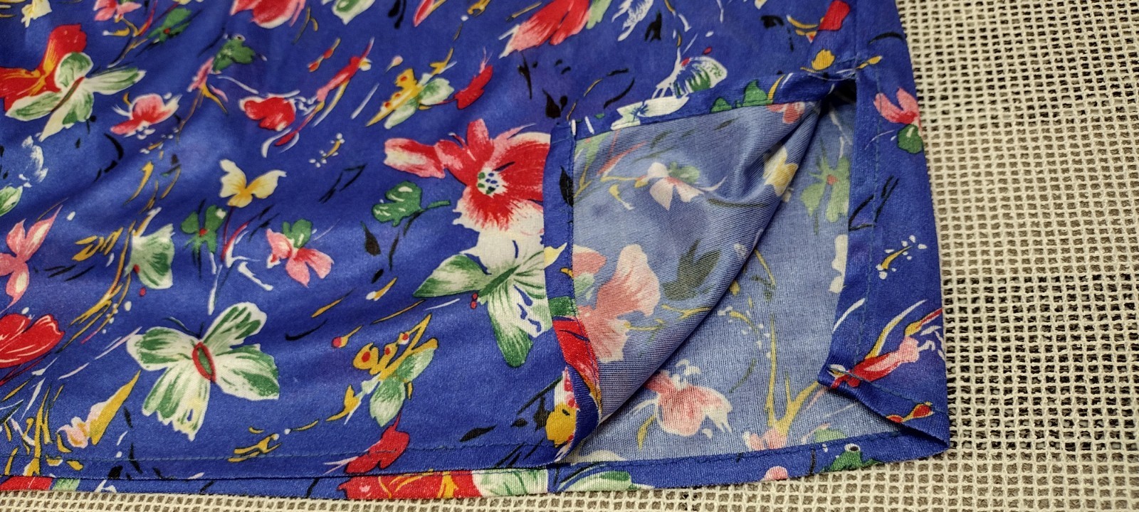 70s Organically Grown Beautiful Blouse Butterflies Watercolor Cobalt Arpeja ART