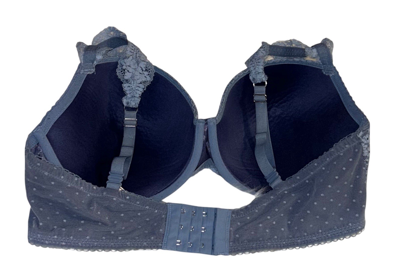 Victoria’s Secret Dream Angels Lined Demi Blue Sheer Lace Overlay Bra 38DD
