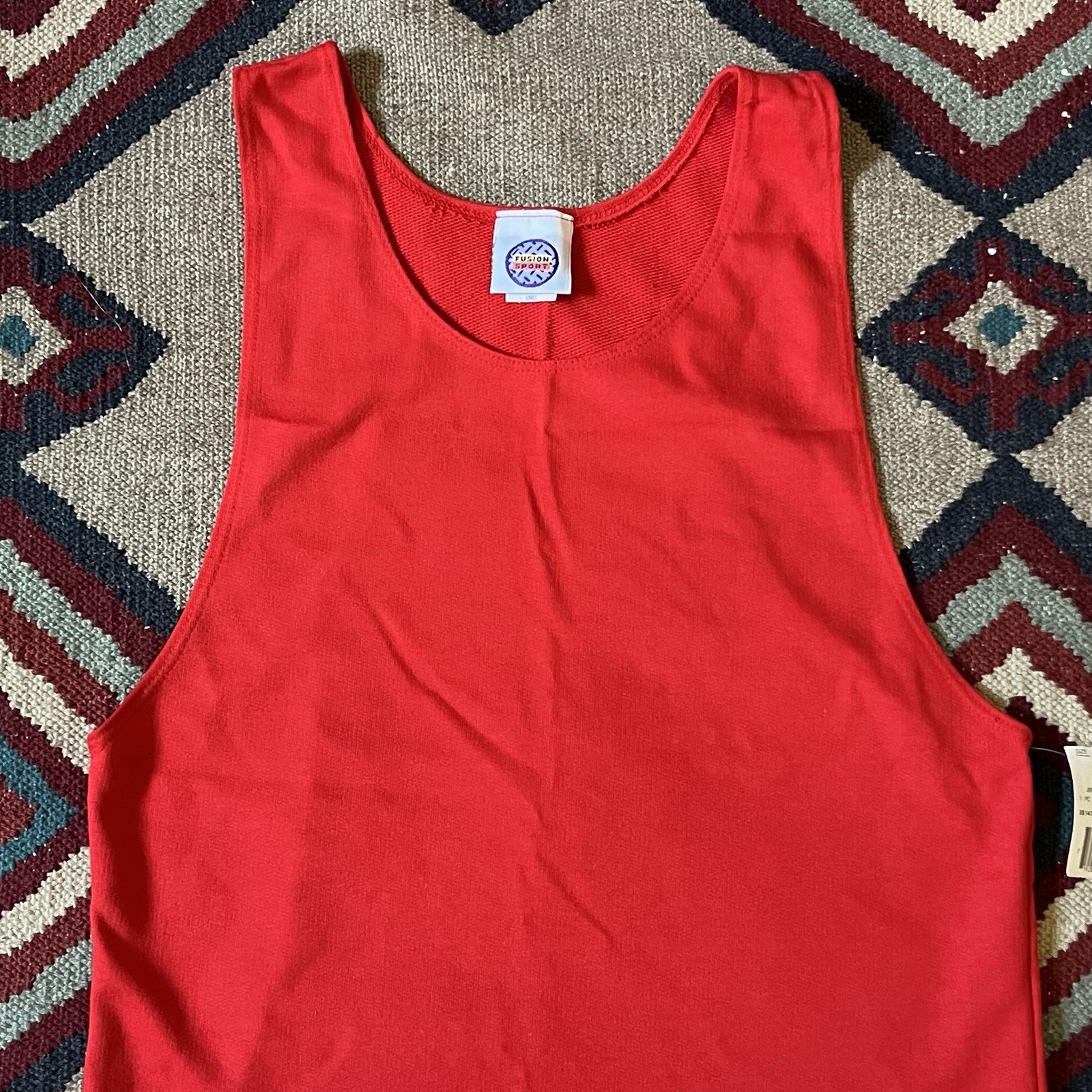 Vintage 80s Red Tank Top Sleeveless T-Shirt Womens Small Fusion Sport NOS