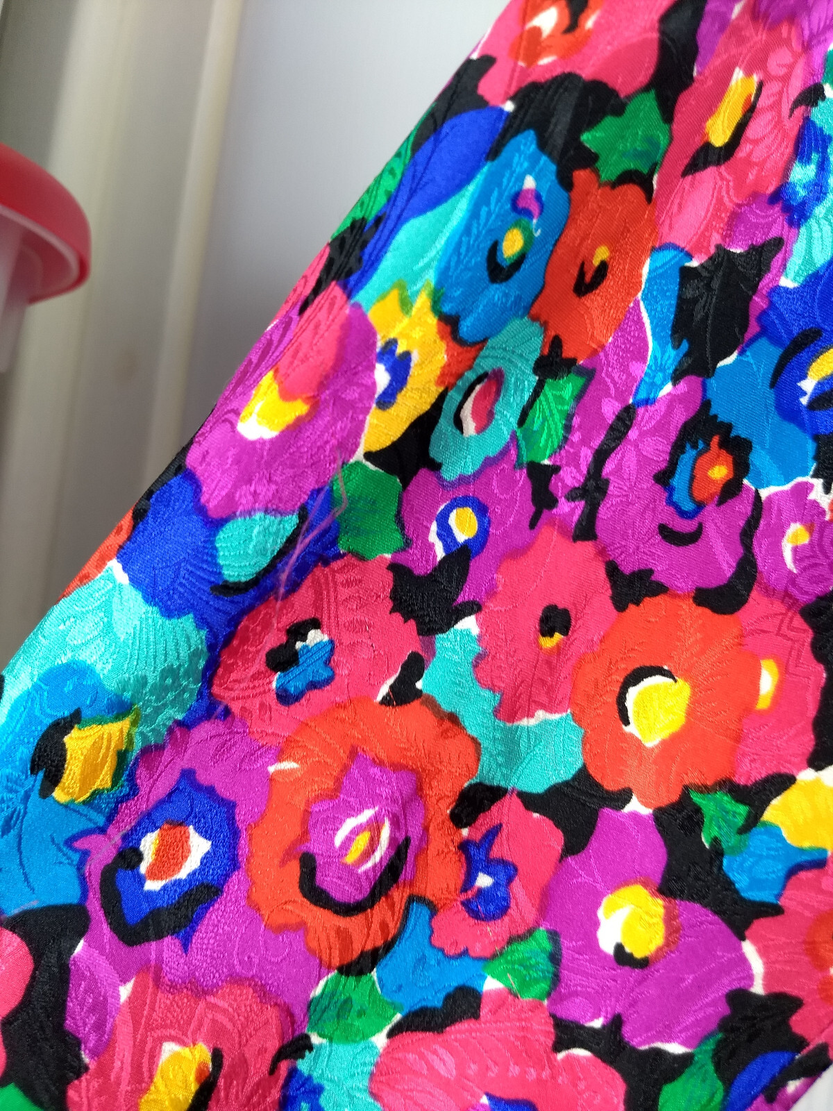 Vintage Carolyne Barton Floral 100% Silk Dress Pink Multicolor Flower Pattern