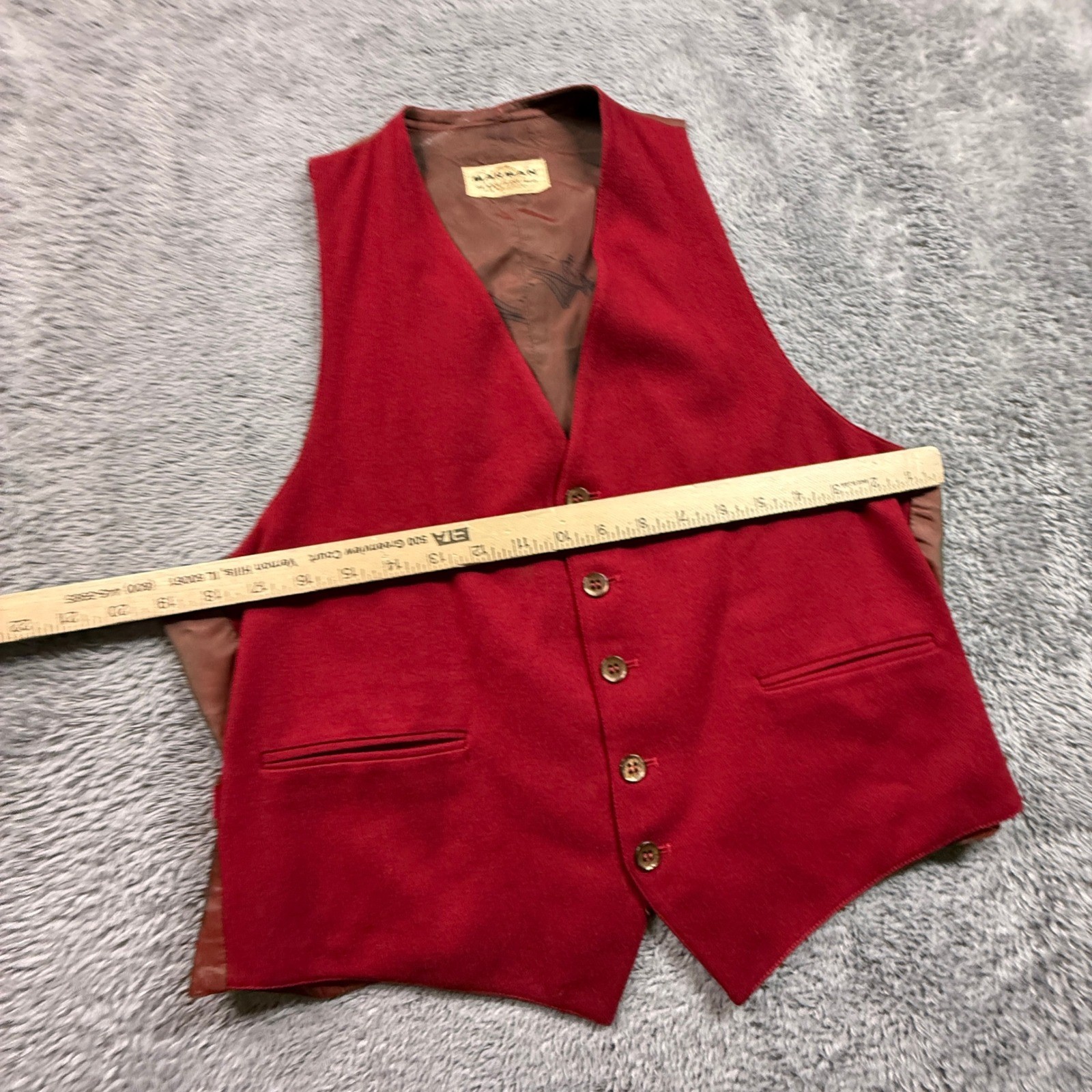 Marman of San Francisco Vest Womens Medium Red Good 60s Vintage Wool Blend SF