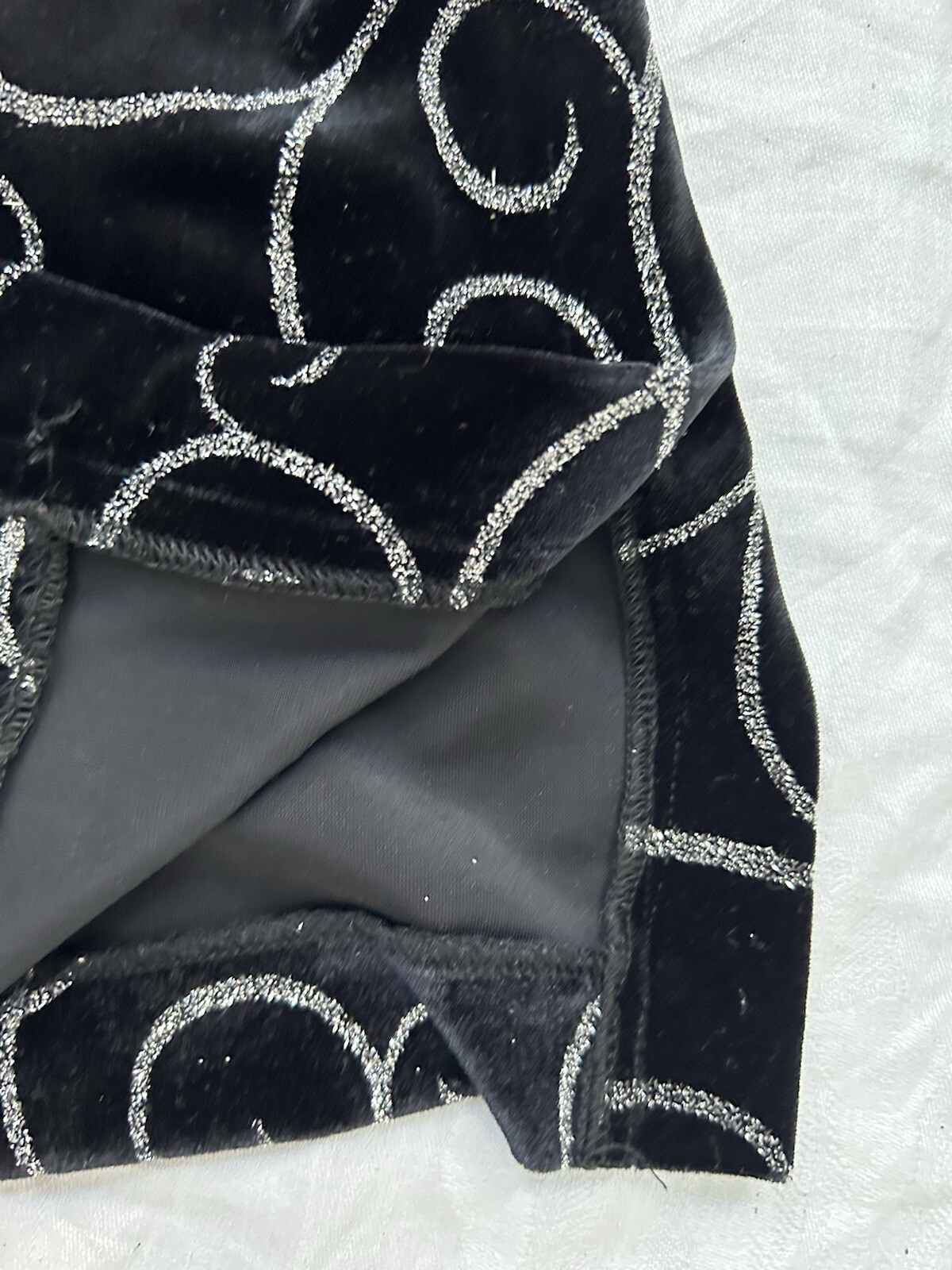 Vintage BLACK VELVET Silver Glitter Mandarin Collar Jacket Size 12 Women JBS LTD