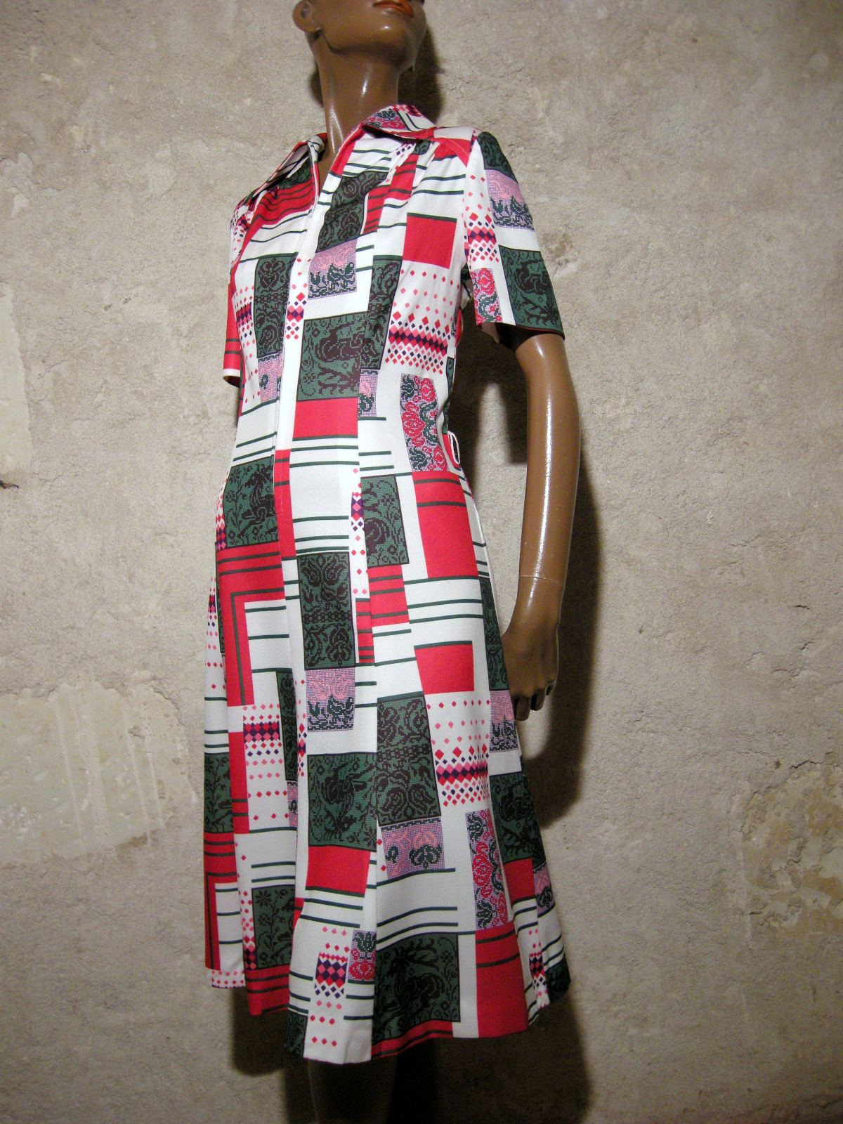 Chic Vintage Dress 1970 True Vtg Dress 70S Mod Graphic Kleid 70Er Vestido (40)