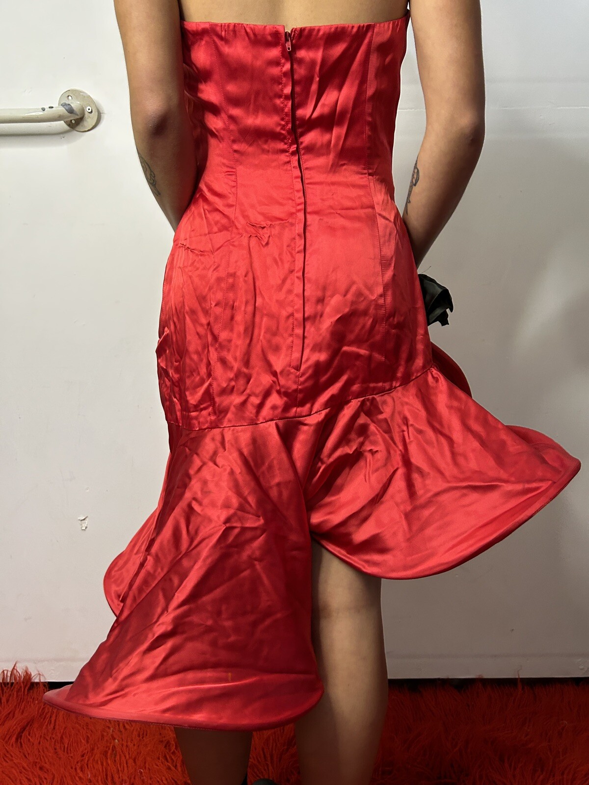 Vintage Australian 1980s MR K Red Prom Dress Hoop Wire Skirt Moulin Rouge AU 6