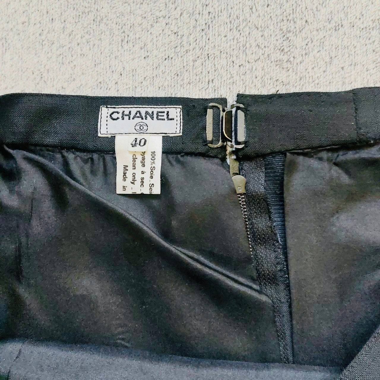 Chanel Vintage Silk Skirt Black FR 40 M US8 Made in France Women’s Authentic