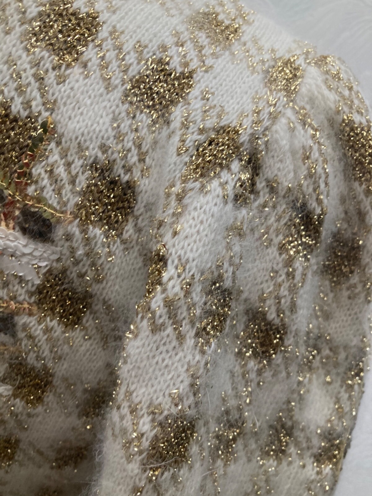 Vintage 1980s Custom Made Angora, Wool Sparkling Knitted Cardigan size S-M.