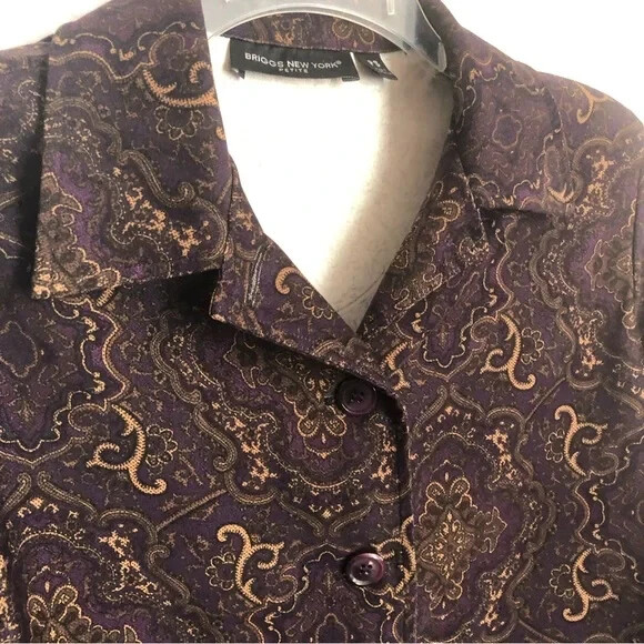 Vintage 90s BRIGGS NEW YORK woman SZ PS dressy work career blazer jacket paisley