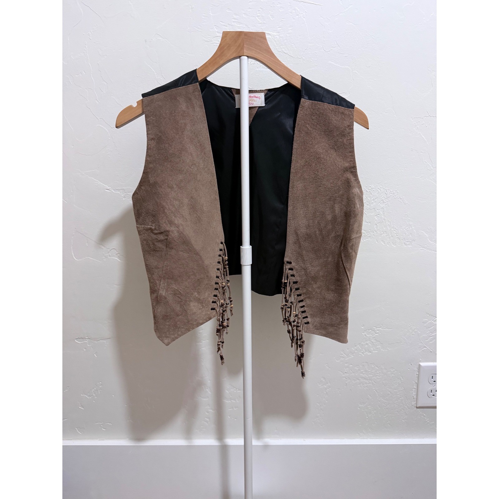 Handmade Suede Leather Vest Beaded Fringe | Western Boho Festival Vintage