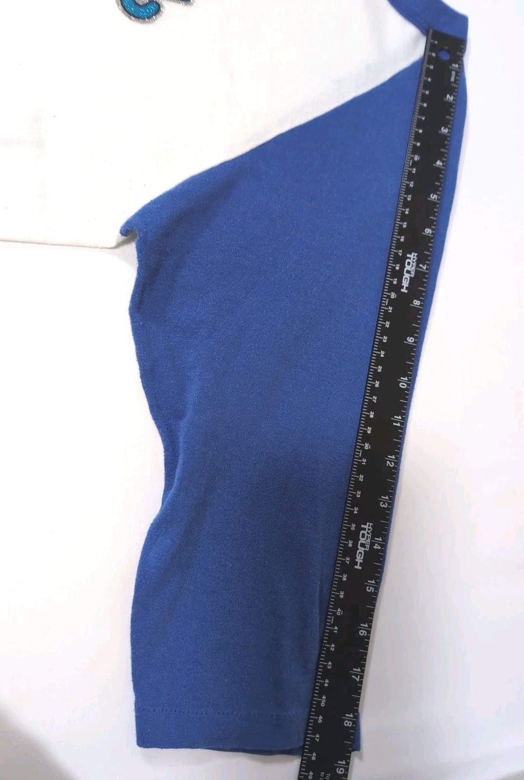 Vintage 80s Blue White Raglan Baseball Shirt Sequin Star Made In USA